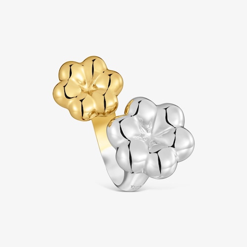 Anello aperto con doppio fiore bicolore TOUS Bold Motif