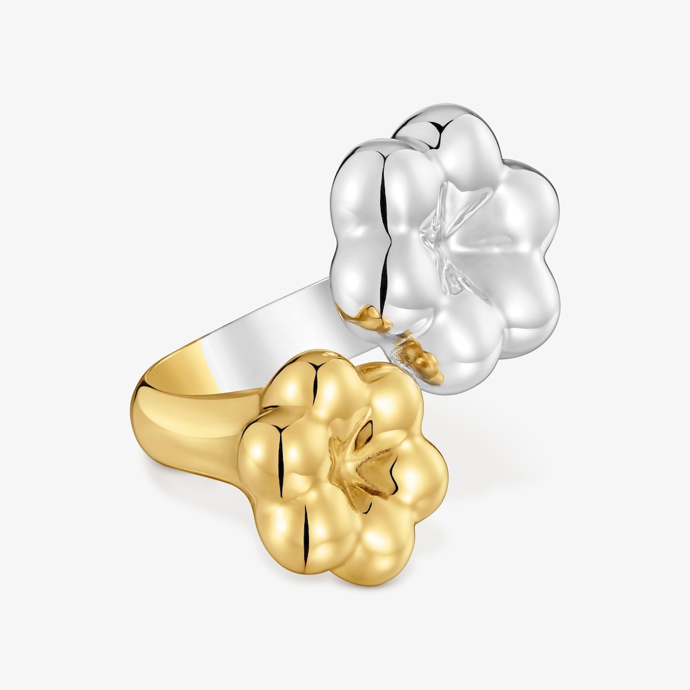 Anello aperto con doppio fiore bicolore TOUS Bold Motif