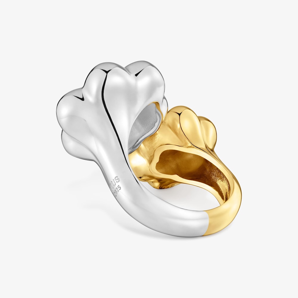 Anello aperto con doppio fiore bicolore TOUS Bold Motif