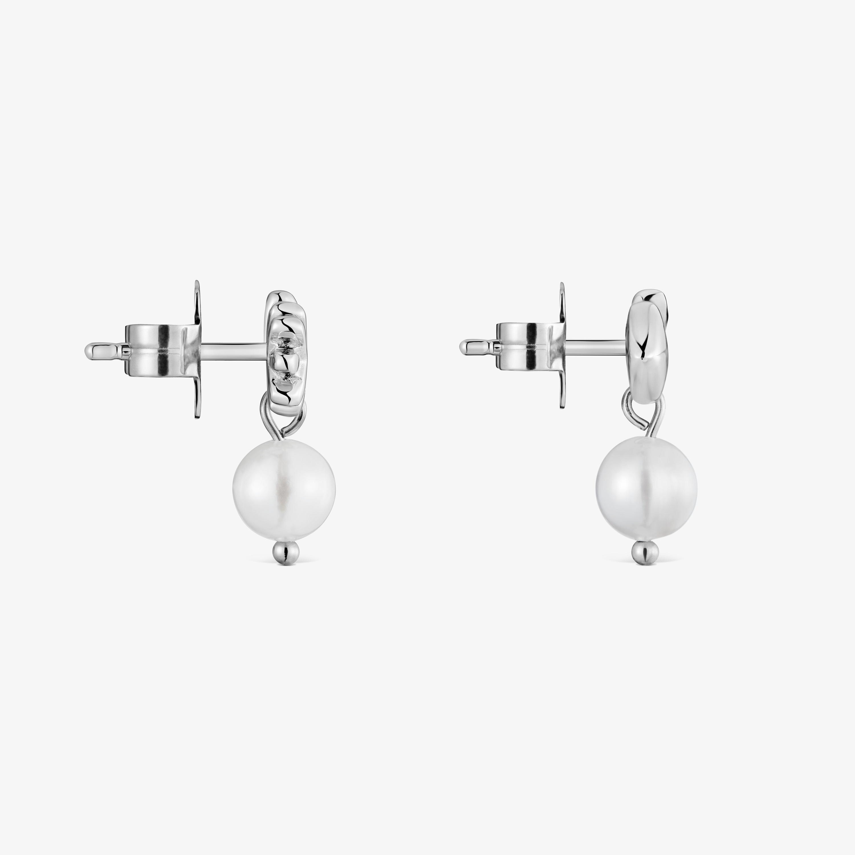 Steel and cultured pearl Arrow earrings TOUS Charming
