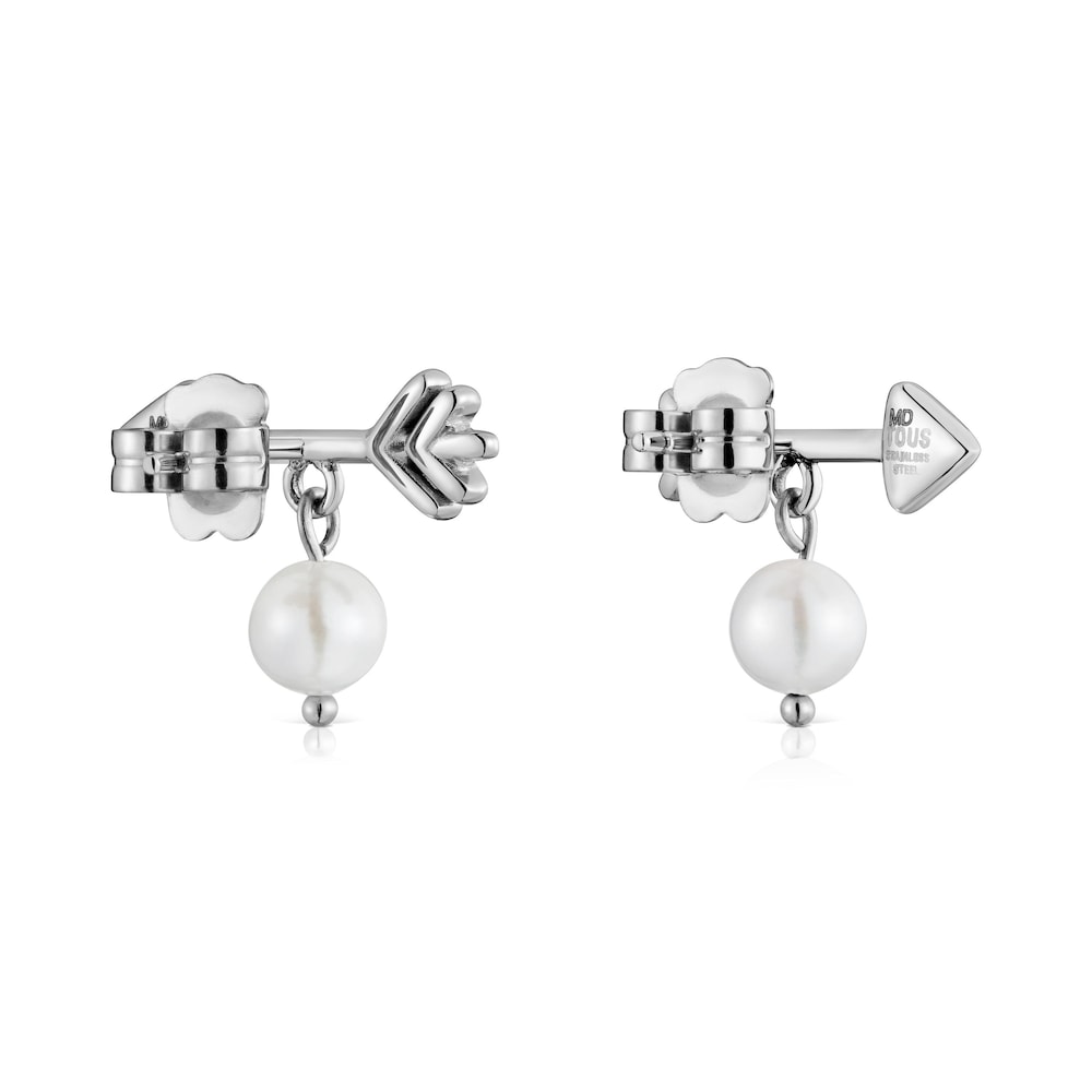 Pendientes flecha de acero y perla cultivada TOUS Charming