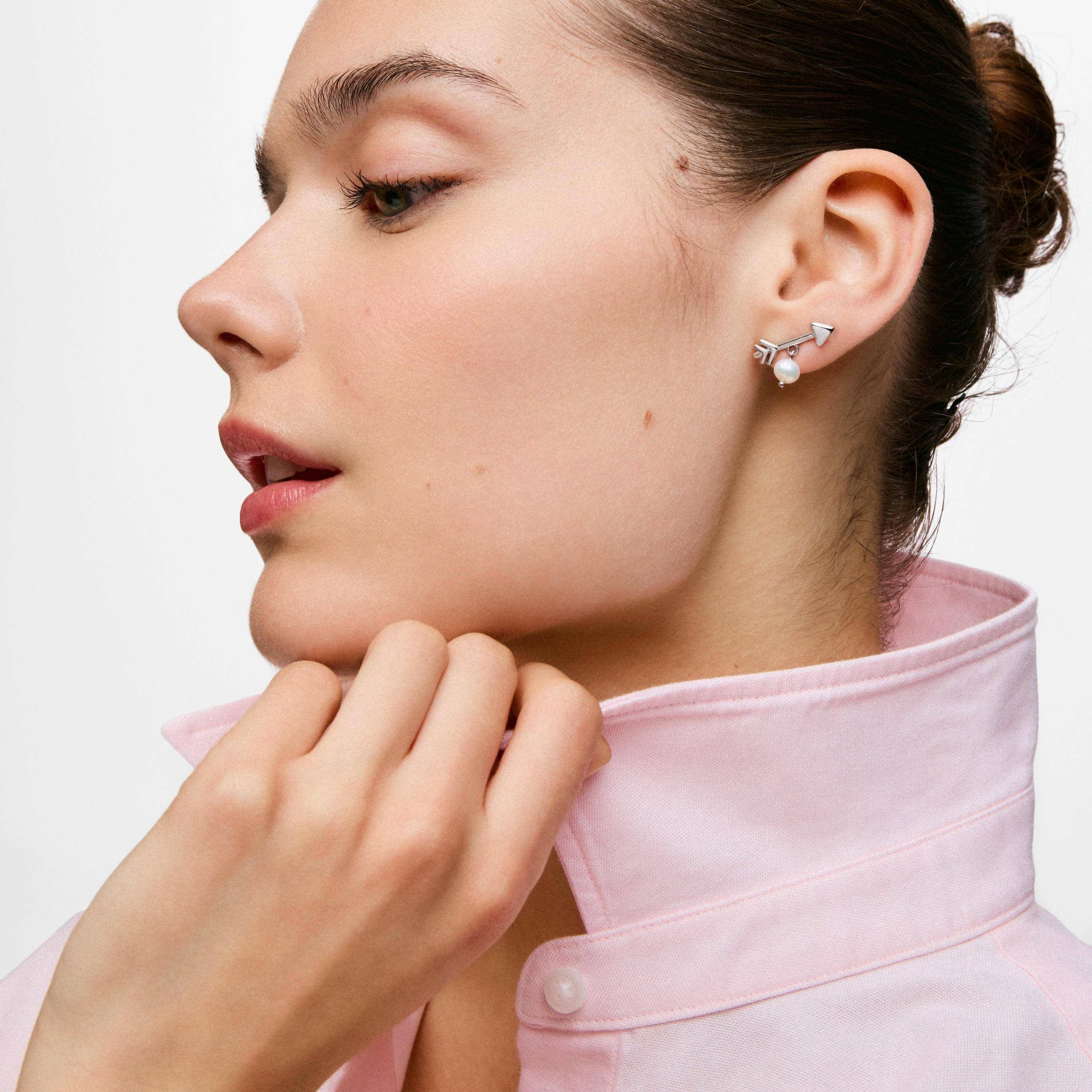 Steel and cultured pearl Arrow earrings TOUS Charming