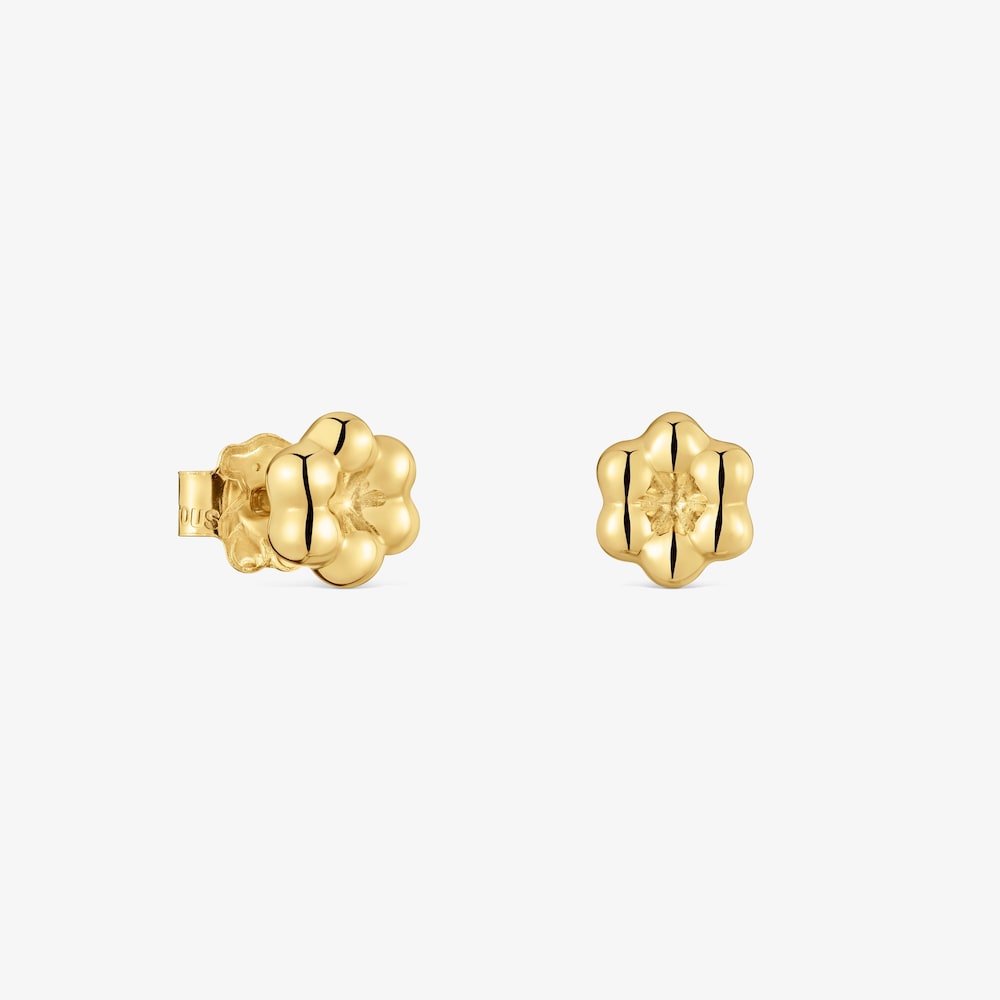 Pendientes flor con ba&ntilde;o de oro 18 kt sobre plata 15 mm Bold Motif