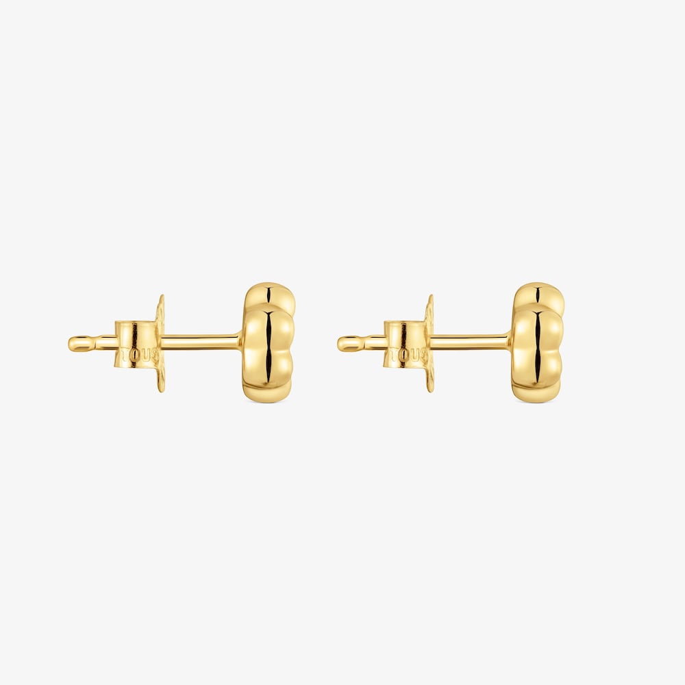 Pendientes flor con ba&ntilde;o de oro 18 kt sobre plata 15 mm Bold Motif