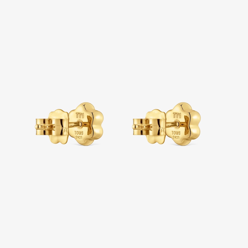 Pendientes flor con ba&ntilde;o de oro 18 kt sobre plata 15 mm Bold Motif