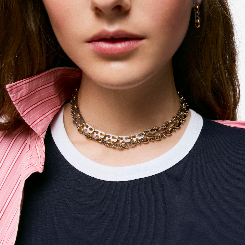 Long two-tone steel Necklace TOUS Half Bear