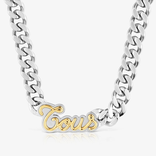 Collar cadena barbada de acero bicolor TOUS Charming