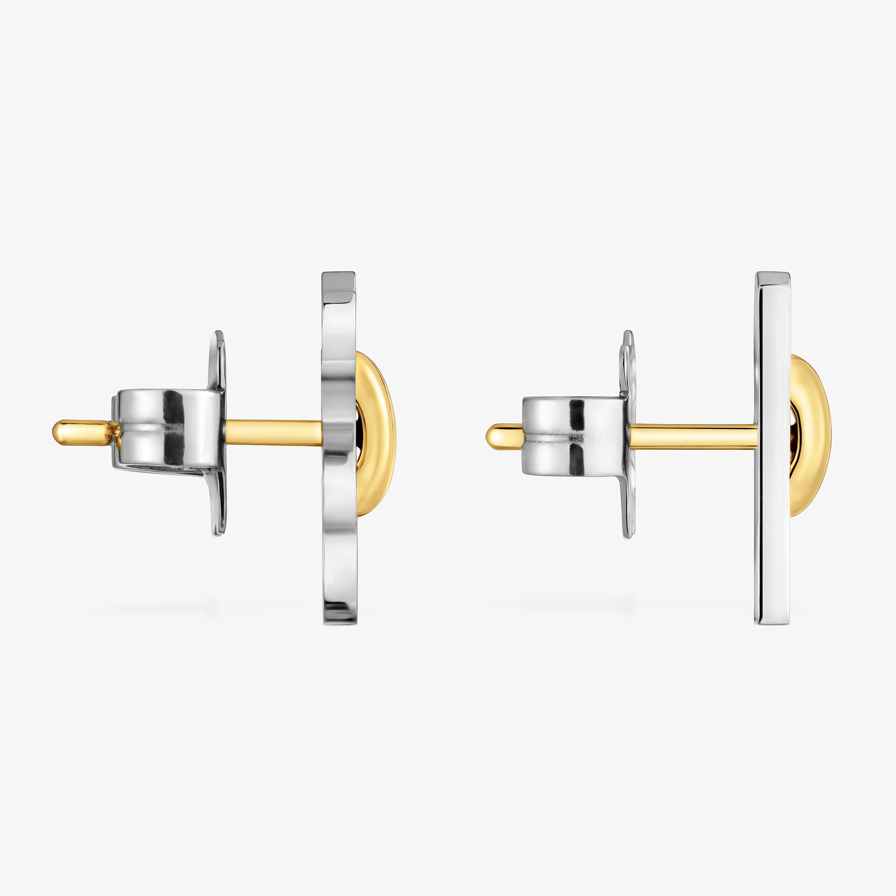 12 mm two-tone steel bear Earrings TOUS Half Bear