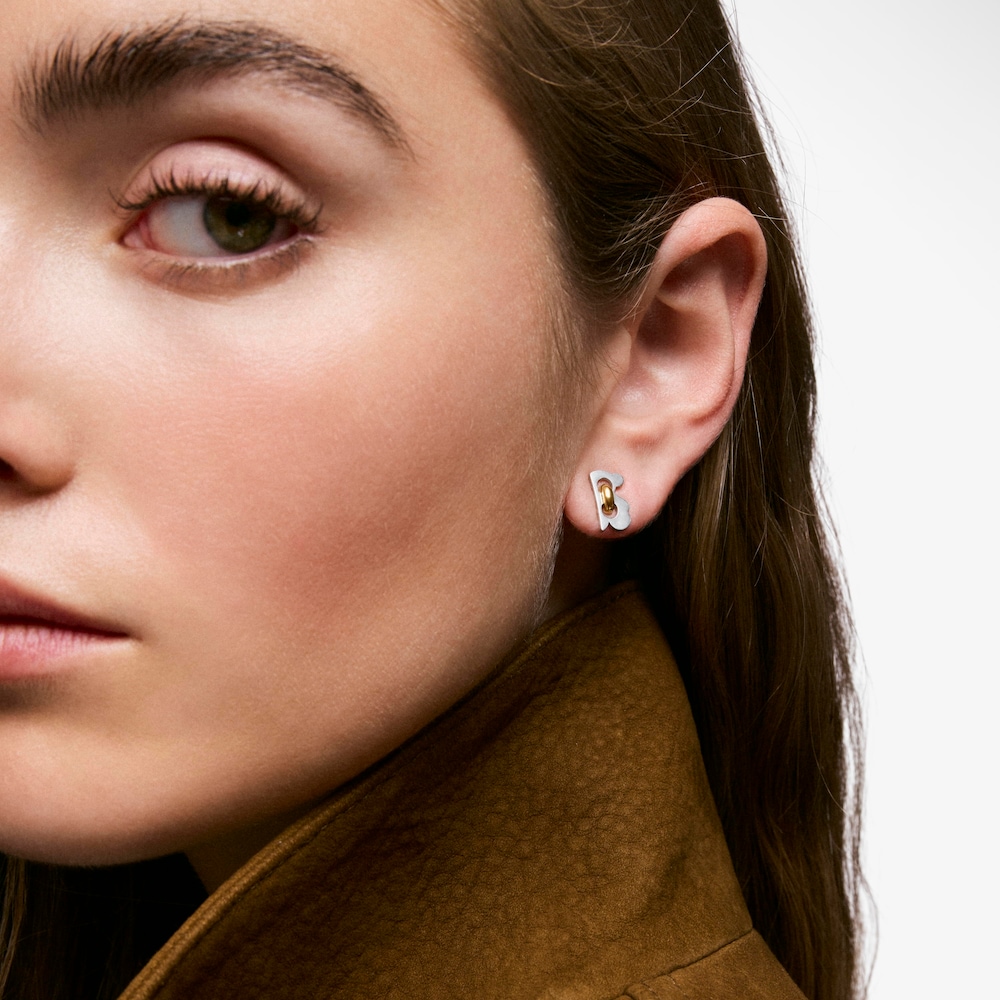 12&nbsp;mm two-tone steel bear Earrings TOUS Half Bear