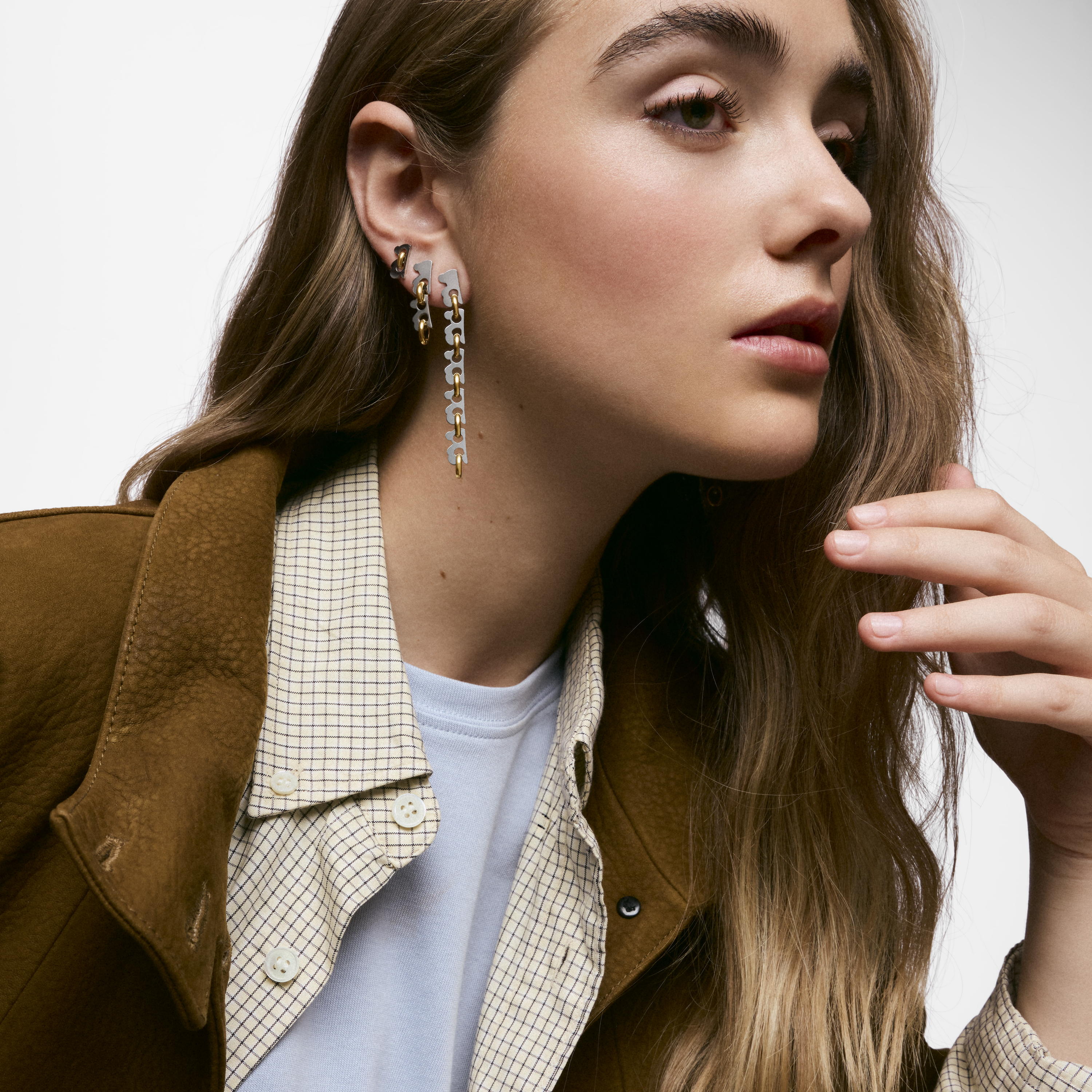 12 mm two-tone steel bear Earrings TOUS Half Bear
