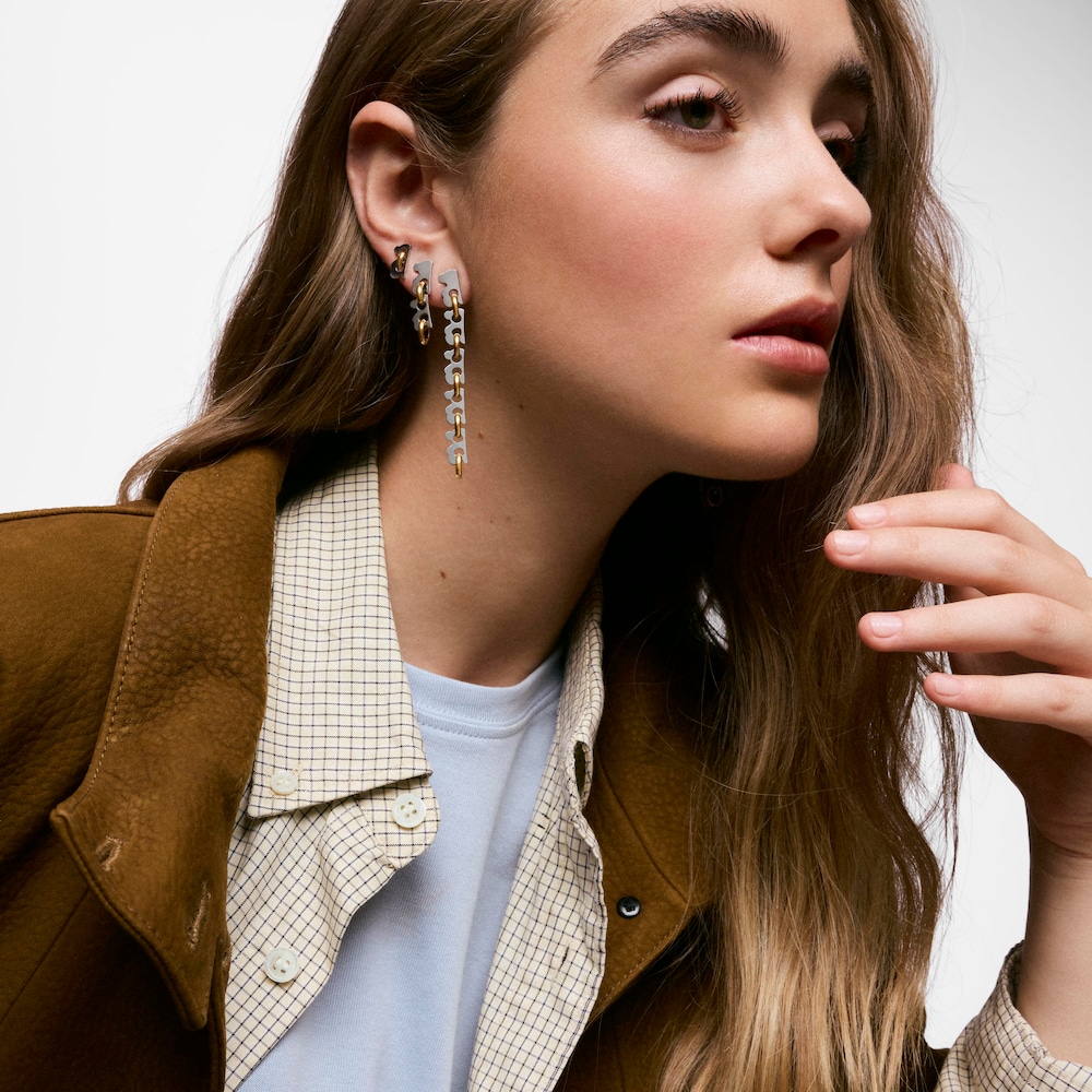 12&nbsp;mm two-tone steel bear Earrings TOUS Half Bear