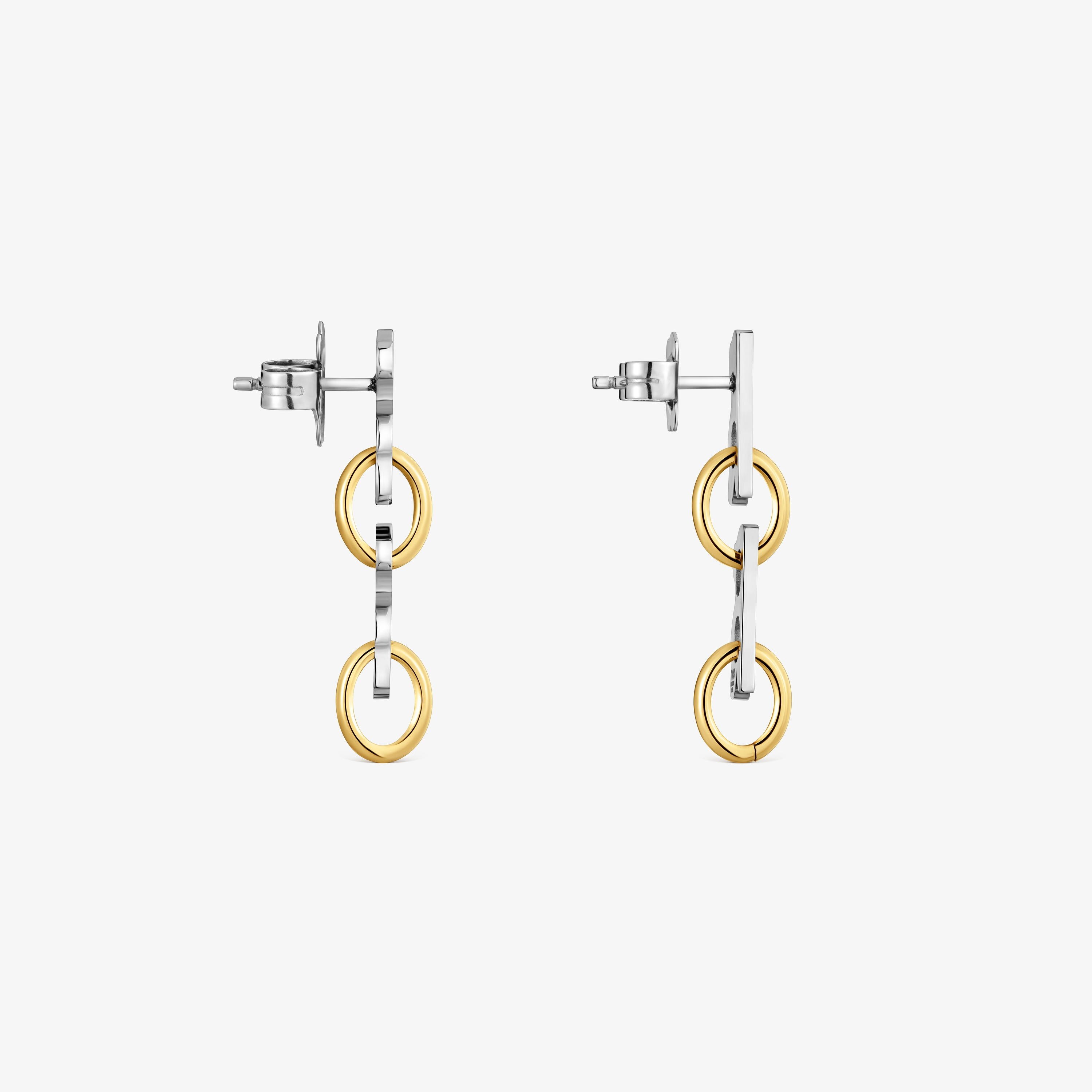 Short 30 mm two-tone steel bear Earrings TOUS Half Bear