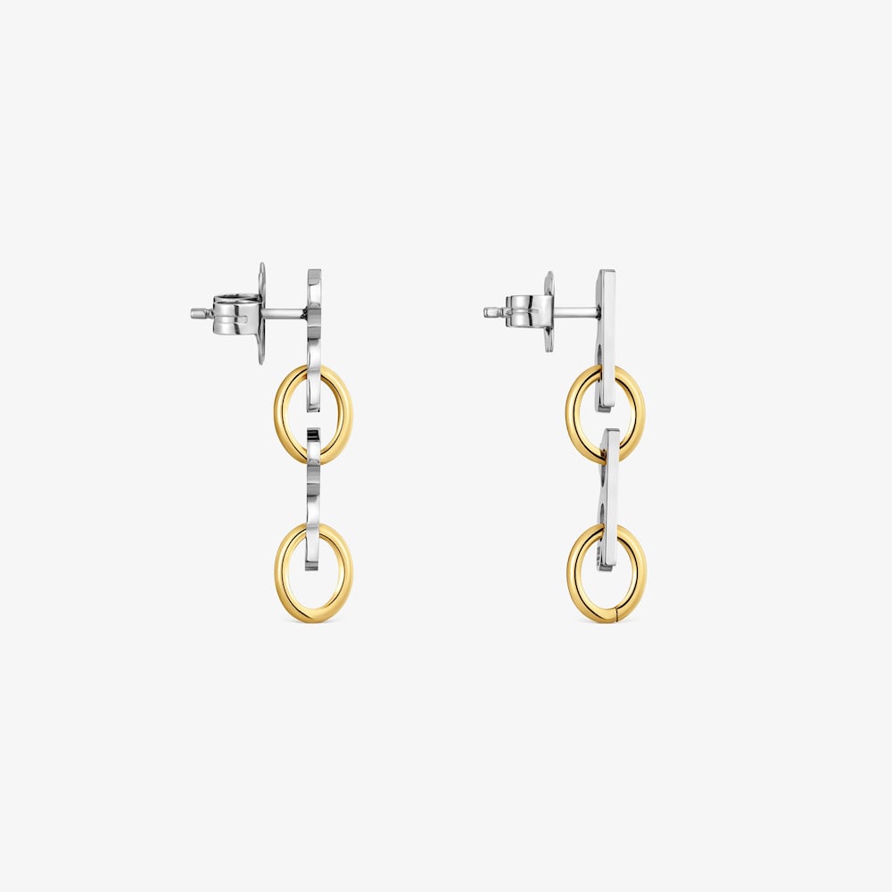 Short 30&nbsp;mm two-tone steel bear Earrings TOUS Half Bear