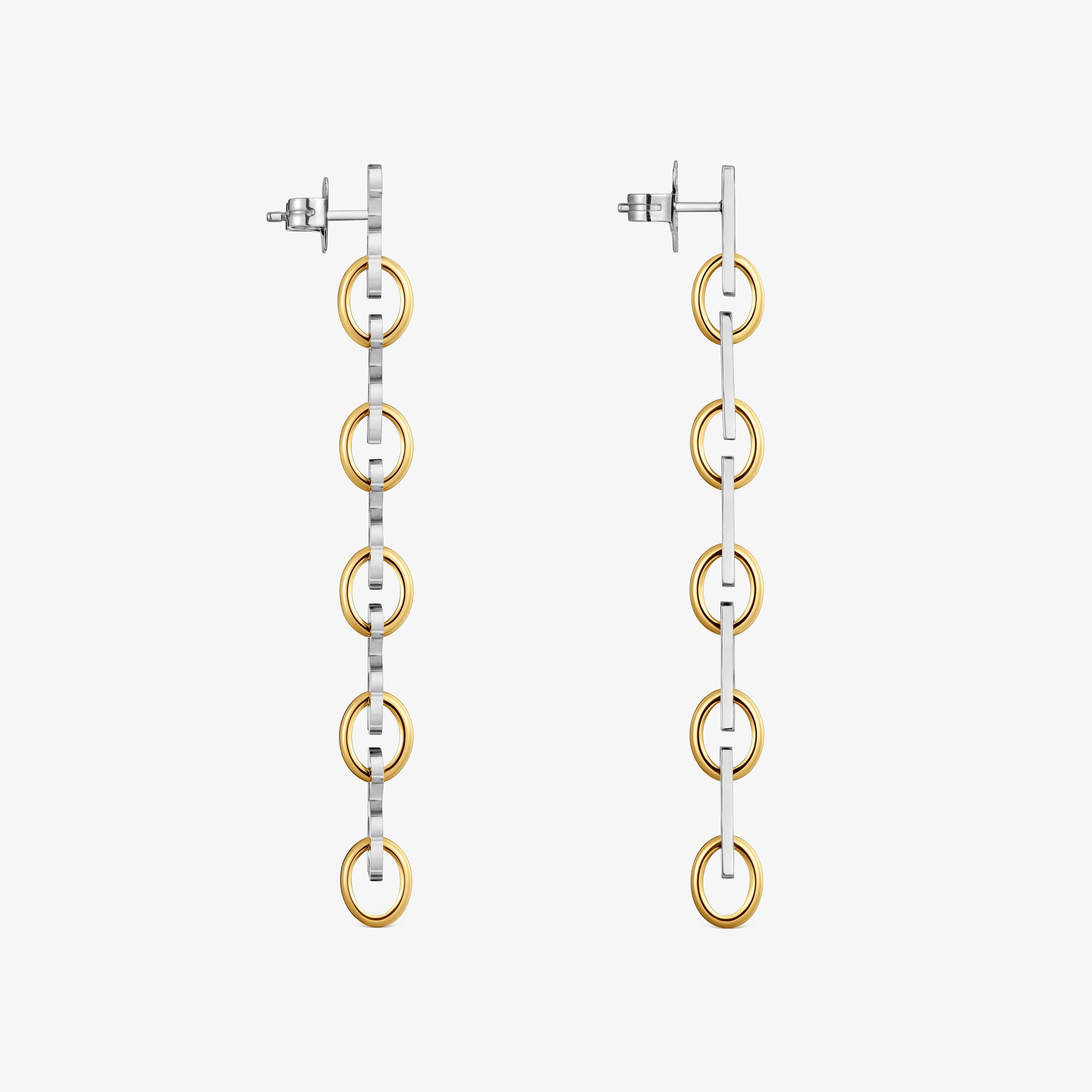 Long 66 mm two-tone steel bear Earrings TOUS Half Bear