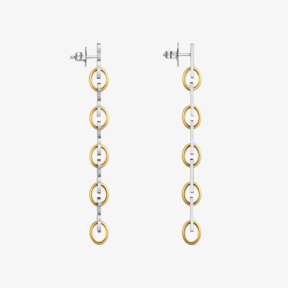Long 66&nbsp;mm two-tone steel bear Earrings TOUS Half Bear