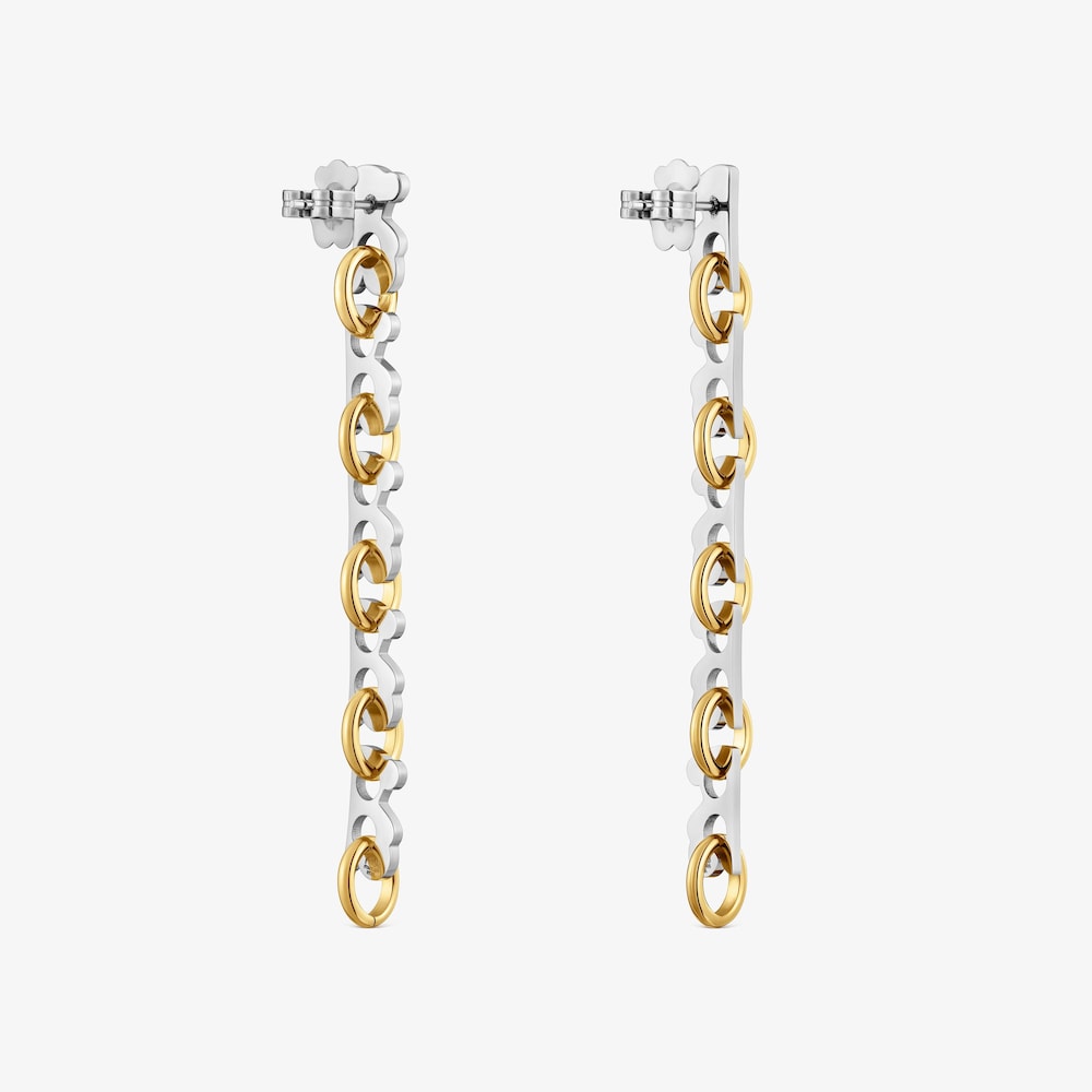 Long 66&nbsp;mm two-tone steel bear Earrings TOUS Half Bear