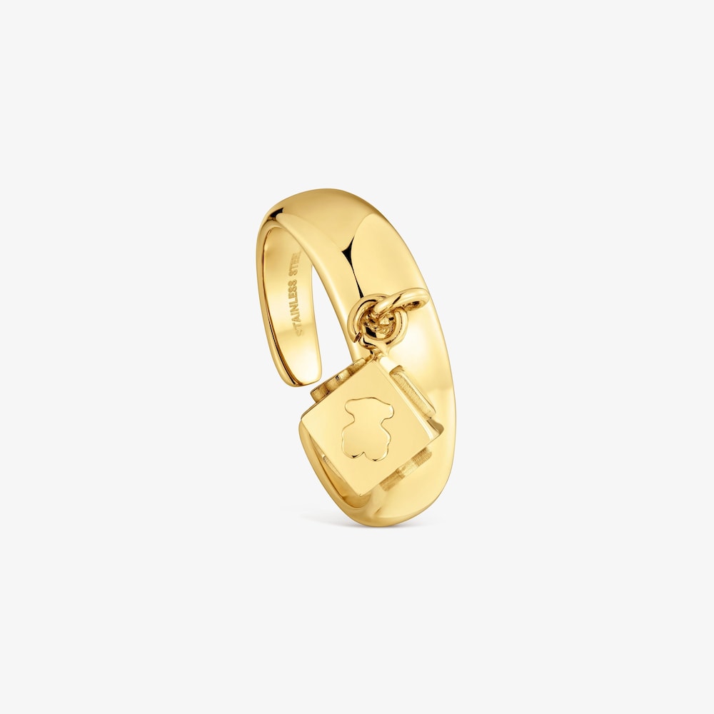 Anillo dado de acero dorado TOUS Charming