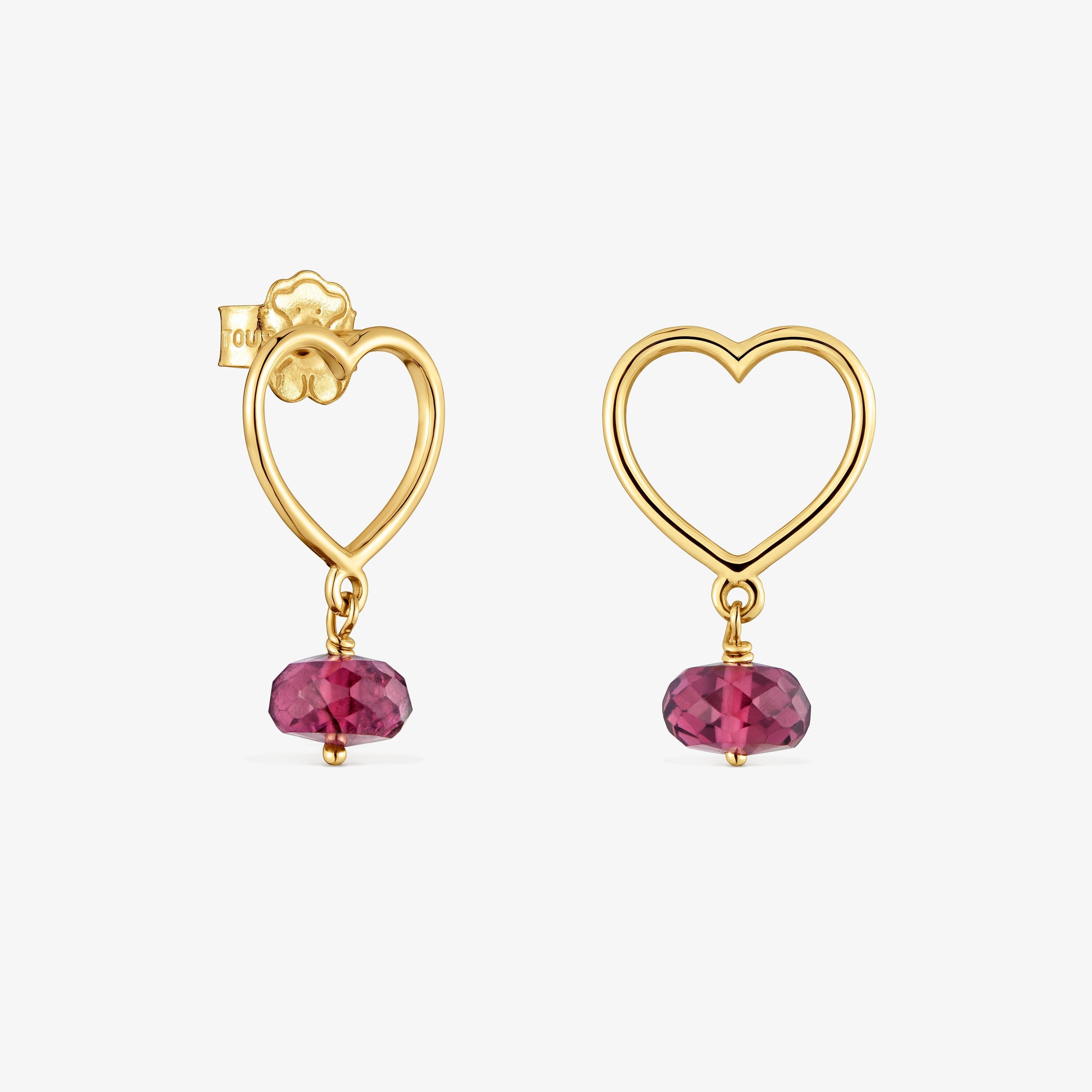 9kt gold and rhodolite Heart earrings TOUS Silueta