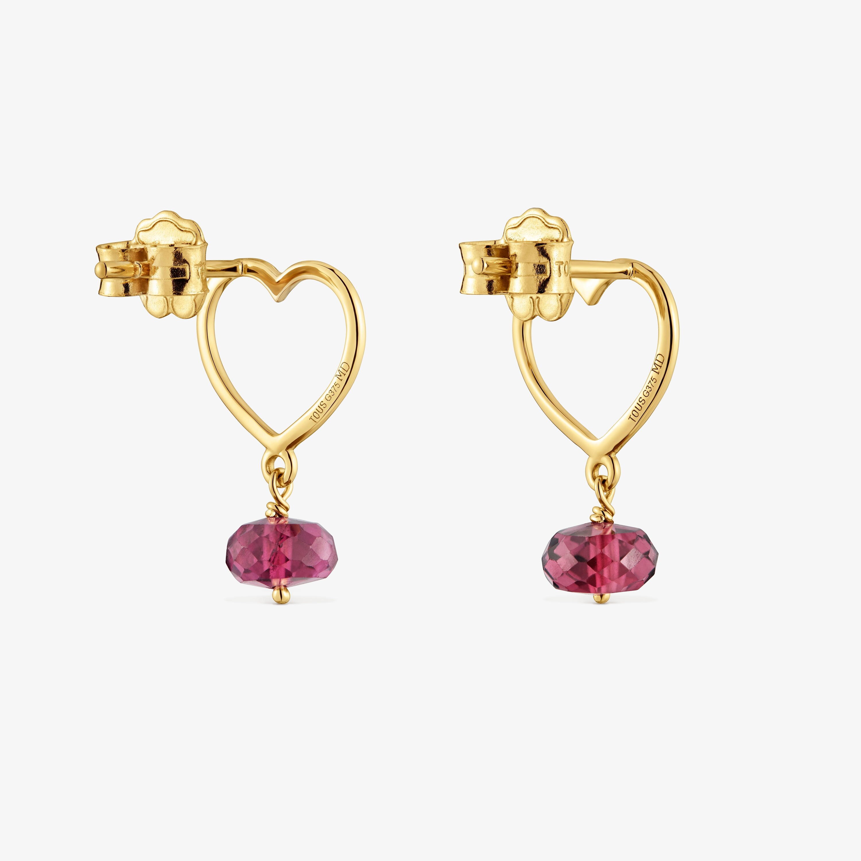 9kt gold and rhodolite Heart earrings TOUS Silueta