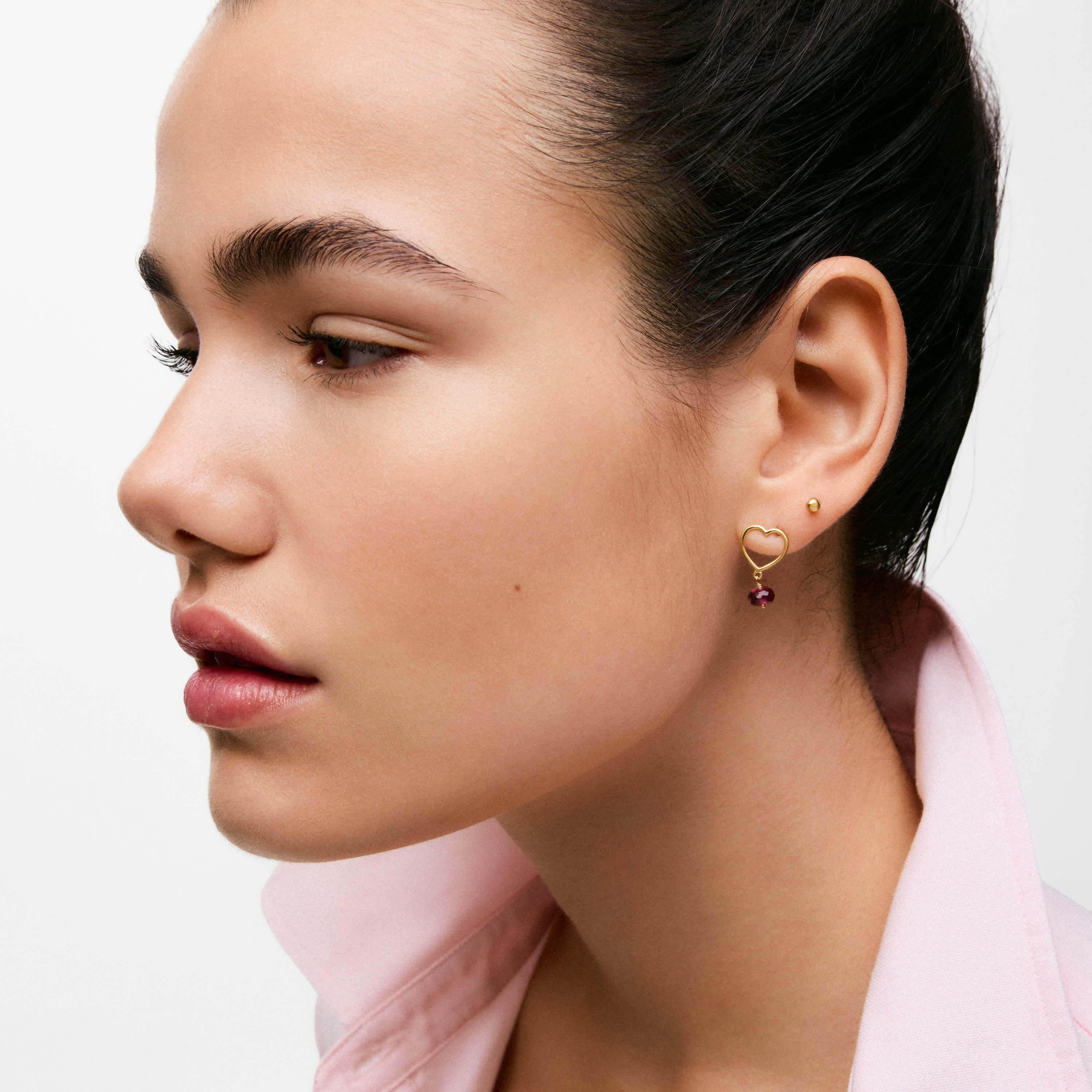 9kt gold and rhodolite Heart earrings TOUS Silueta