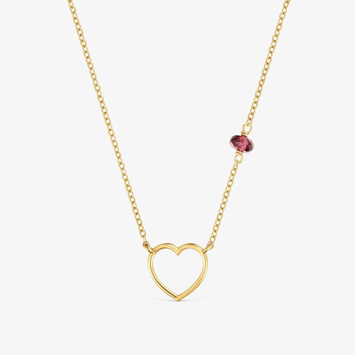 Collar coraz&oacute;n de oro 9 kt y rodolita Silueta