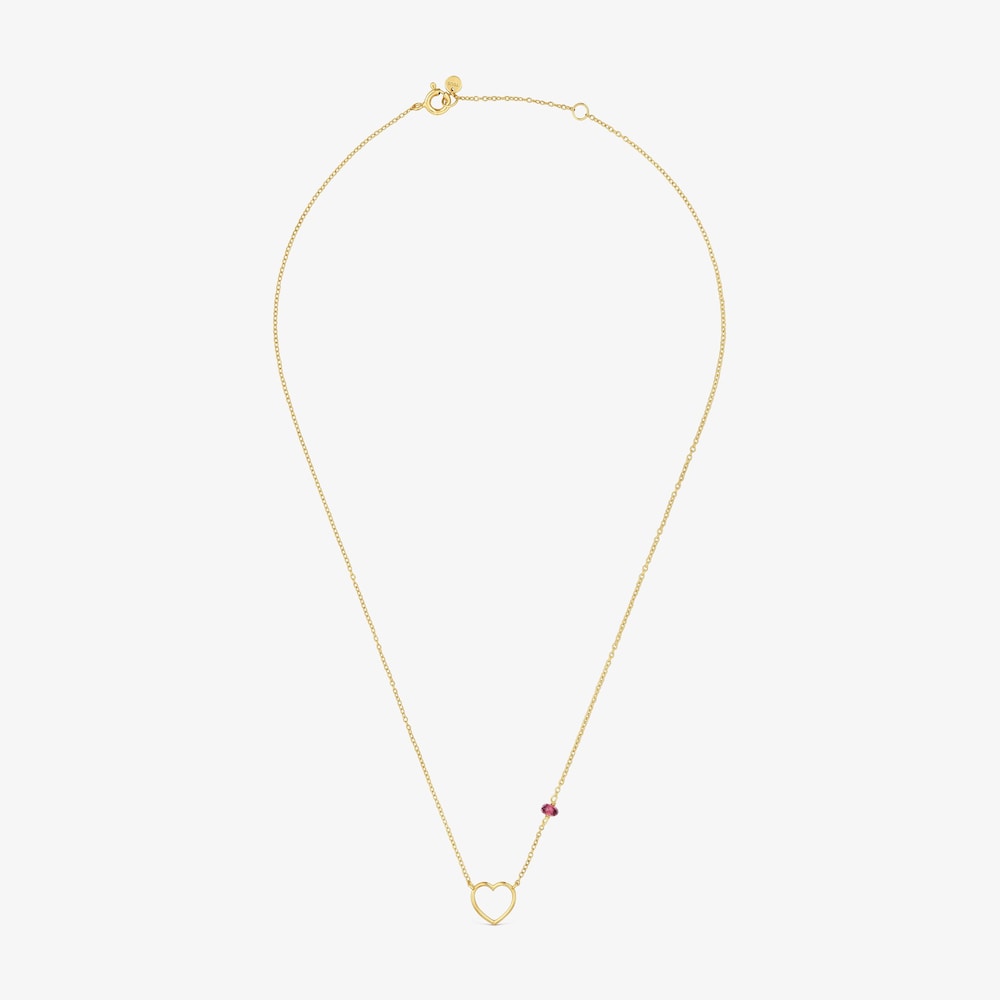 Collar coraz&oacute;n de oro 9 kt y rodolita Silueta