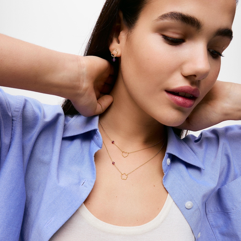 Collier c&oelig;ur en or 9&nbsp;ct et rhodolite TOUS Silueta
