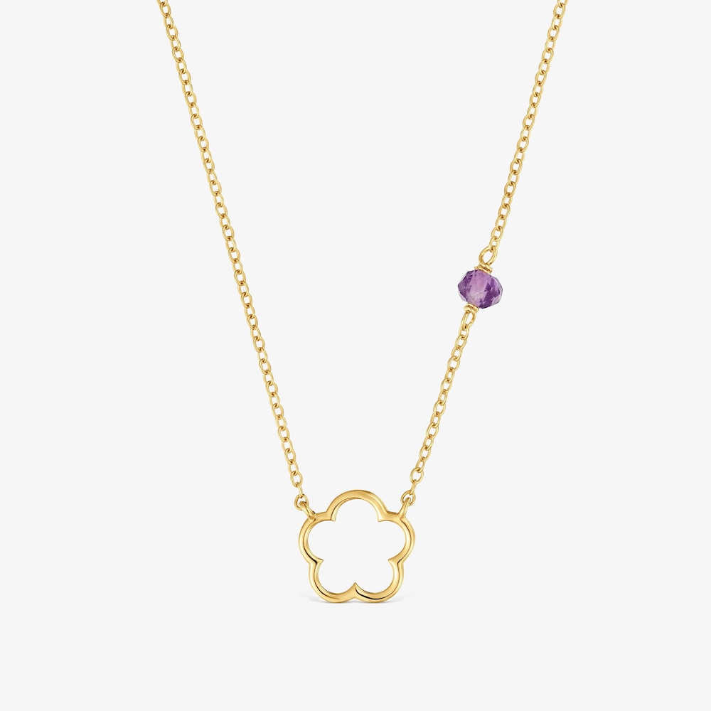 Collar flor de oro 9 kt y amatista Silueta
