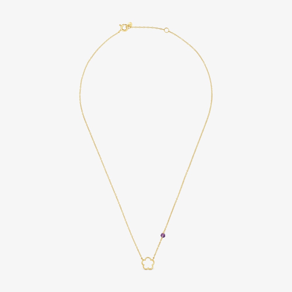 Collar flor de oro 9 kt y amatista Silueta