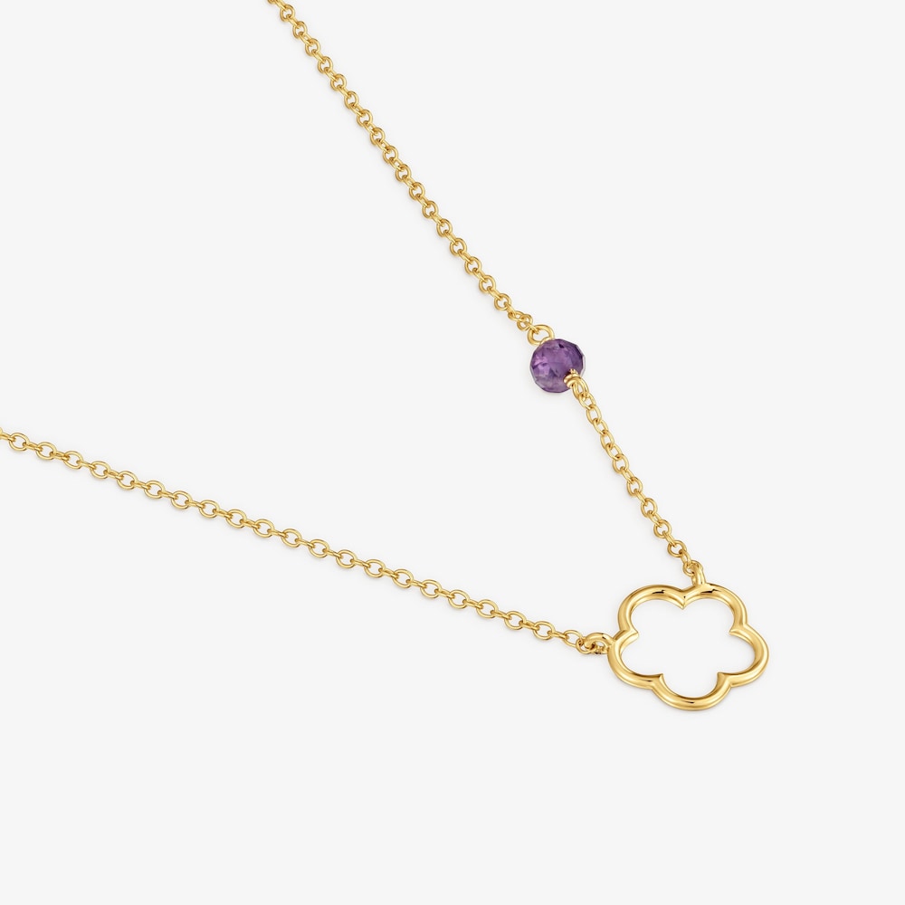 Collar flor de oro 9 kt y amatista Silueta