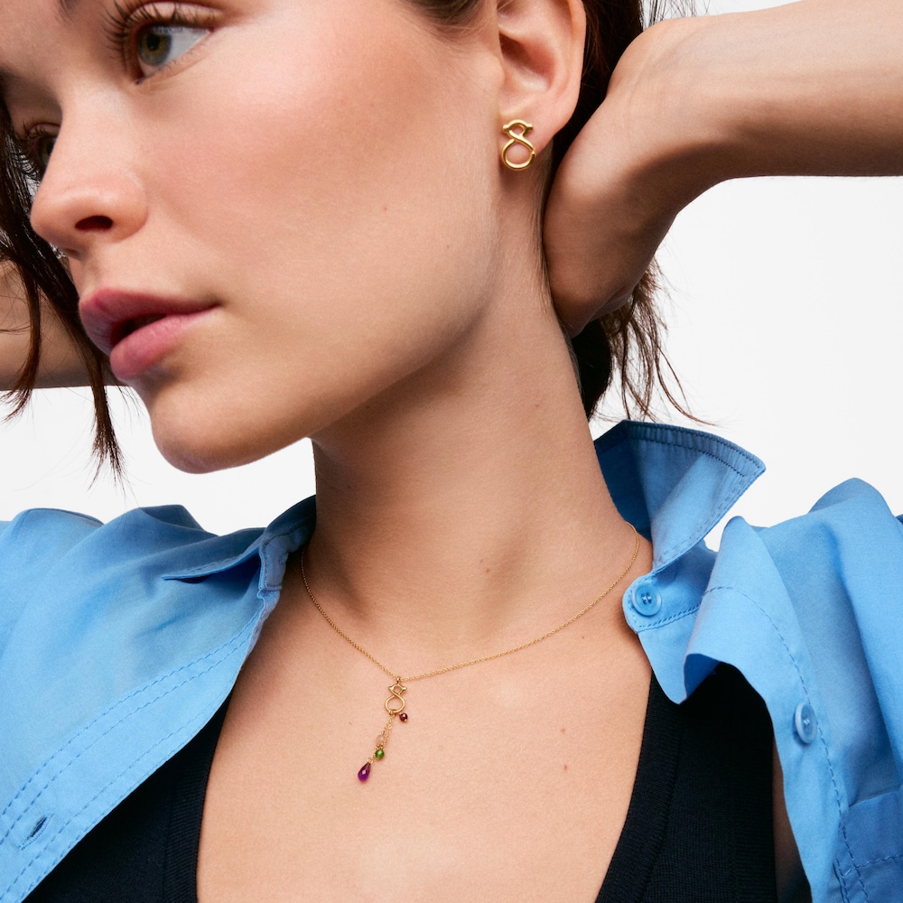 Collar de oro 9 kt, gemas y motivo oso 10 mm TOUS Infinity