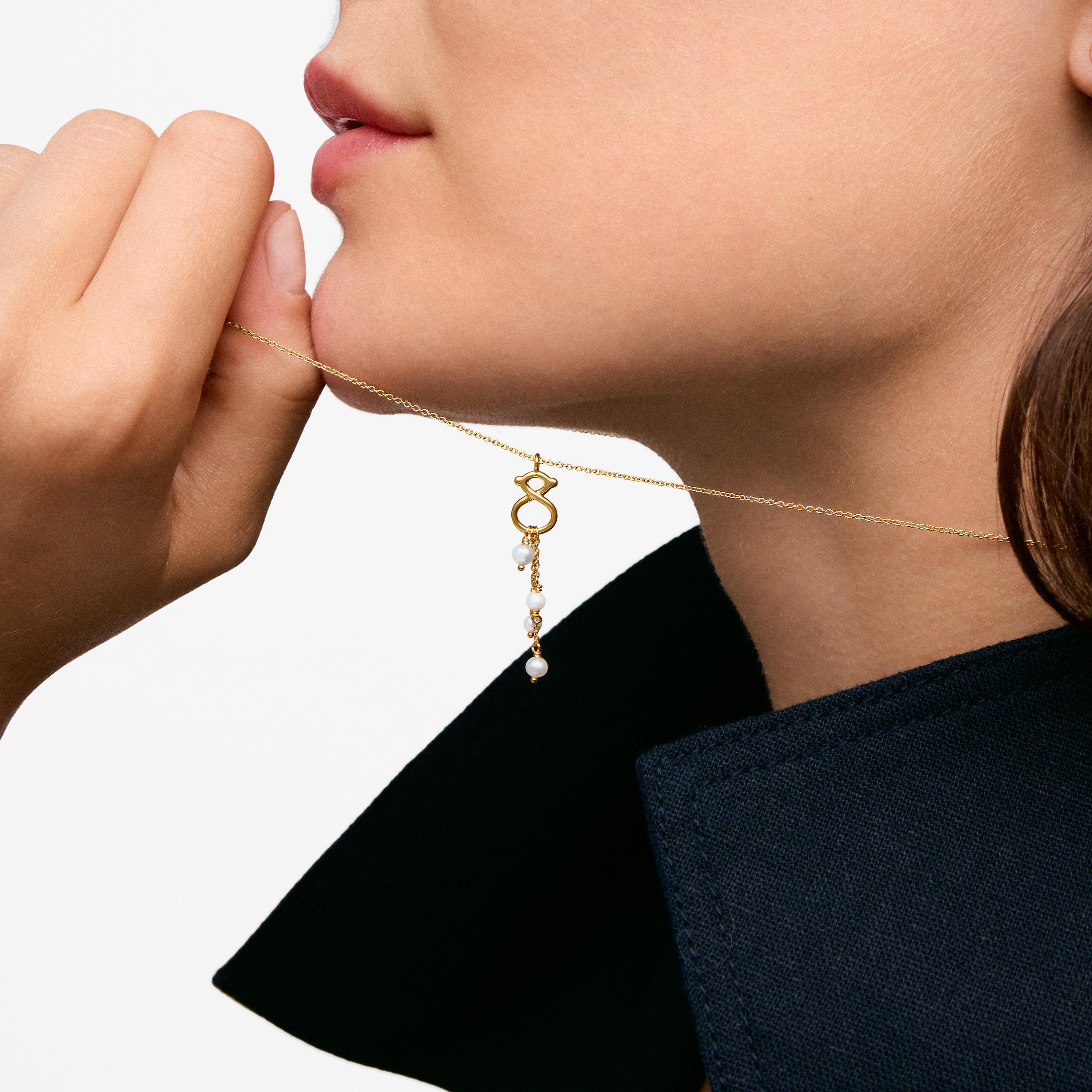9kt gold Necklace with cultured pearls and  mm bear motif TOUS Infinity