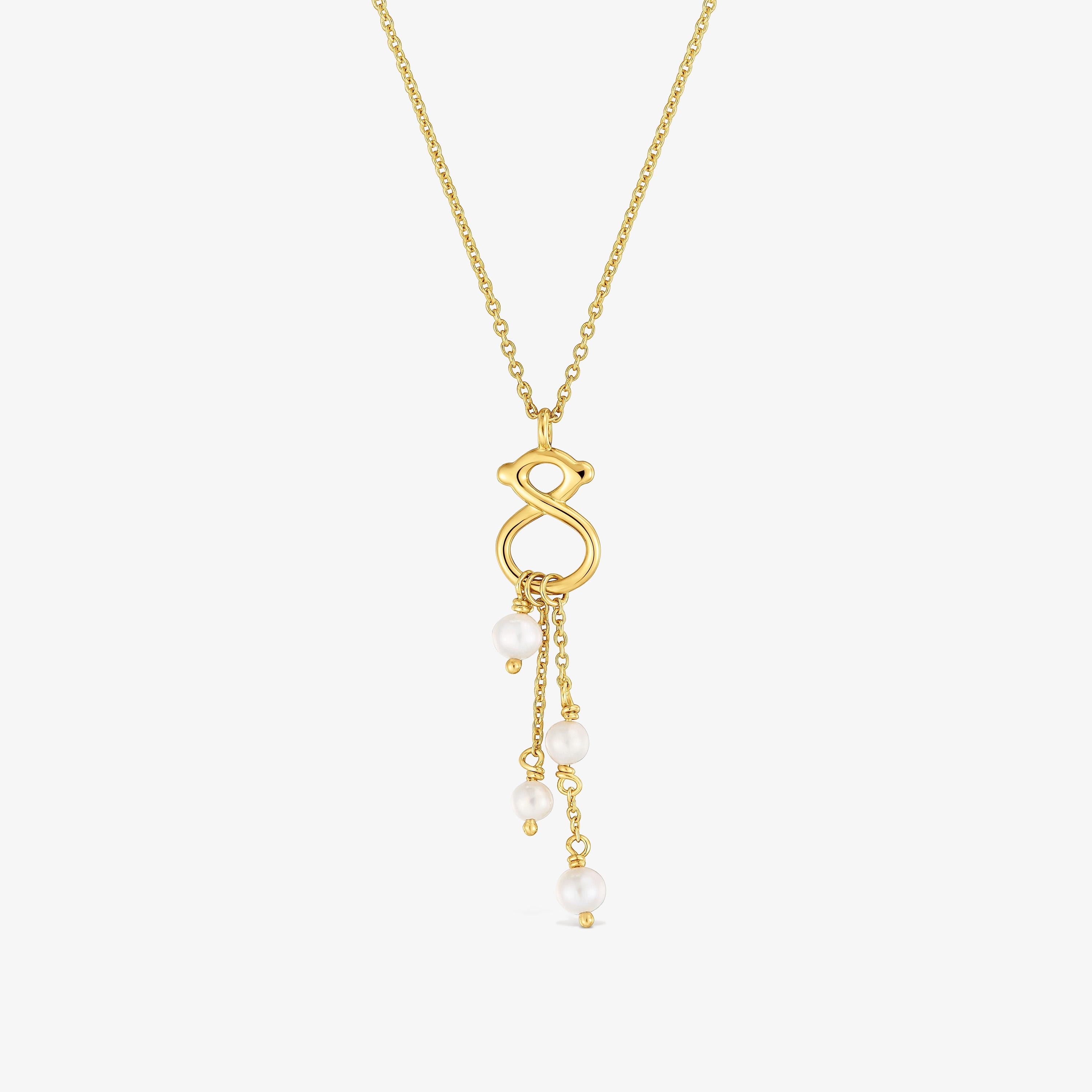 9kt gold Necklace with cultured pearls and  mm bear motif TOUS Infinity