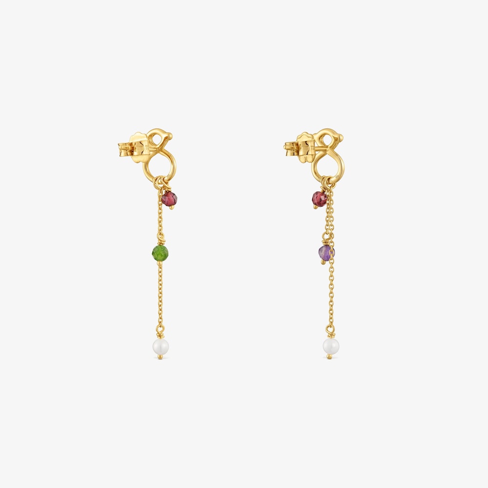 Pendientes largos de oro 9 kt y gemas TOUS Infinity