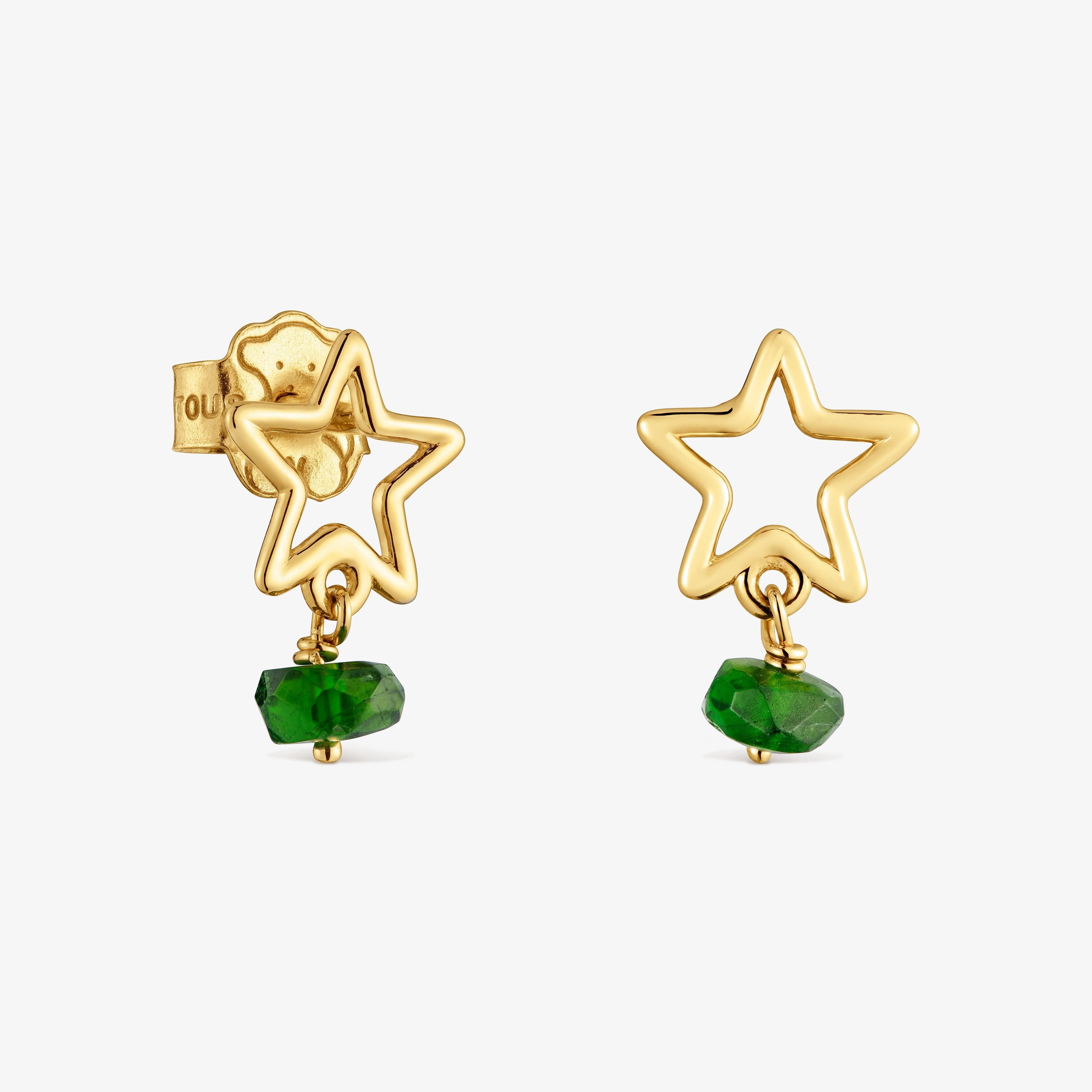 9kt gold and chrome diopside Star earrings TOUS Silueta