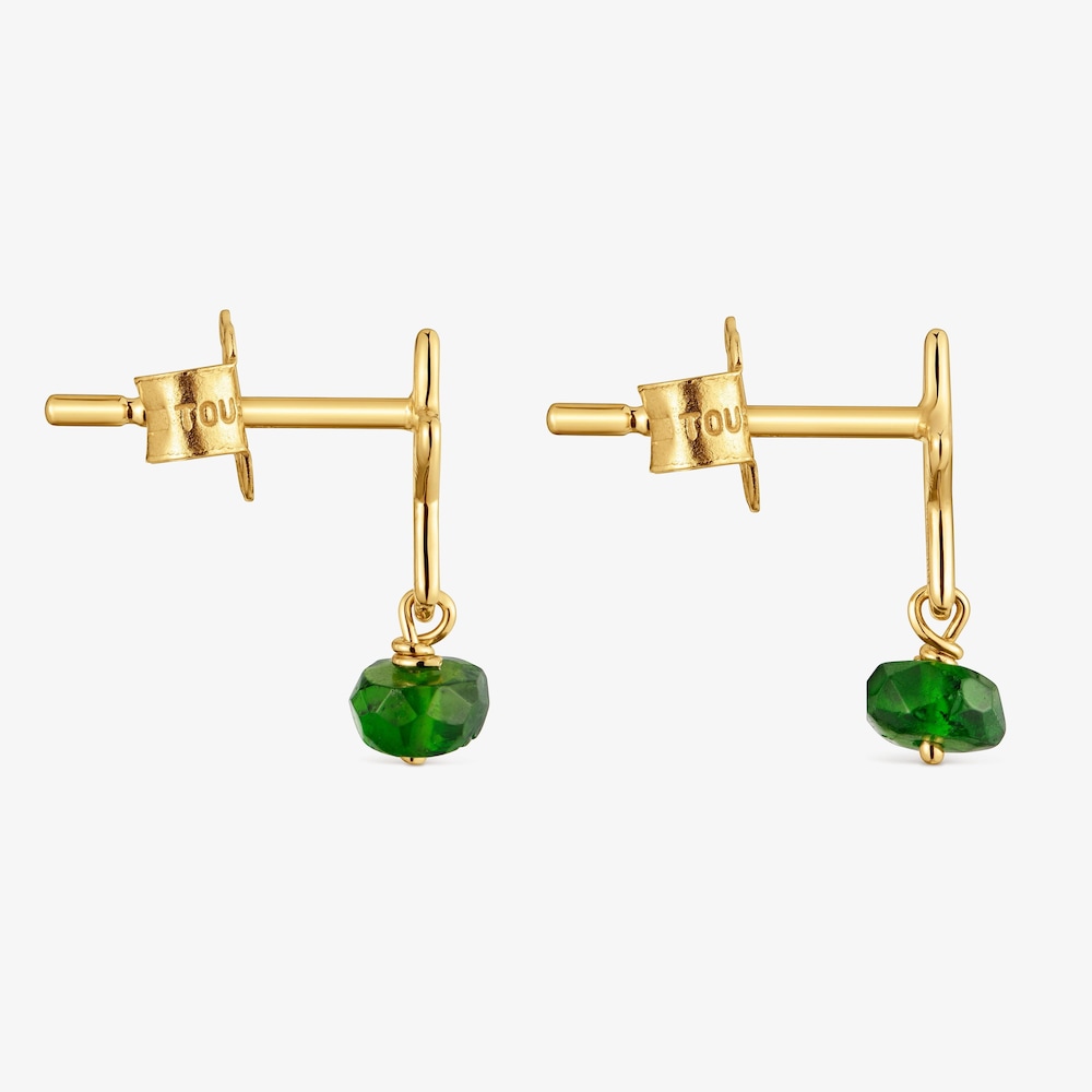 Pendientes estrella de oro 9 kt y cromodi&oacute;psido Silueta