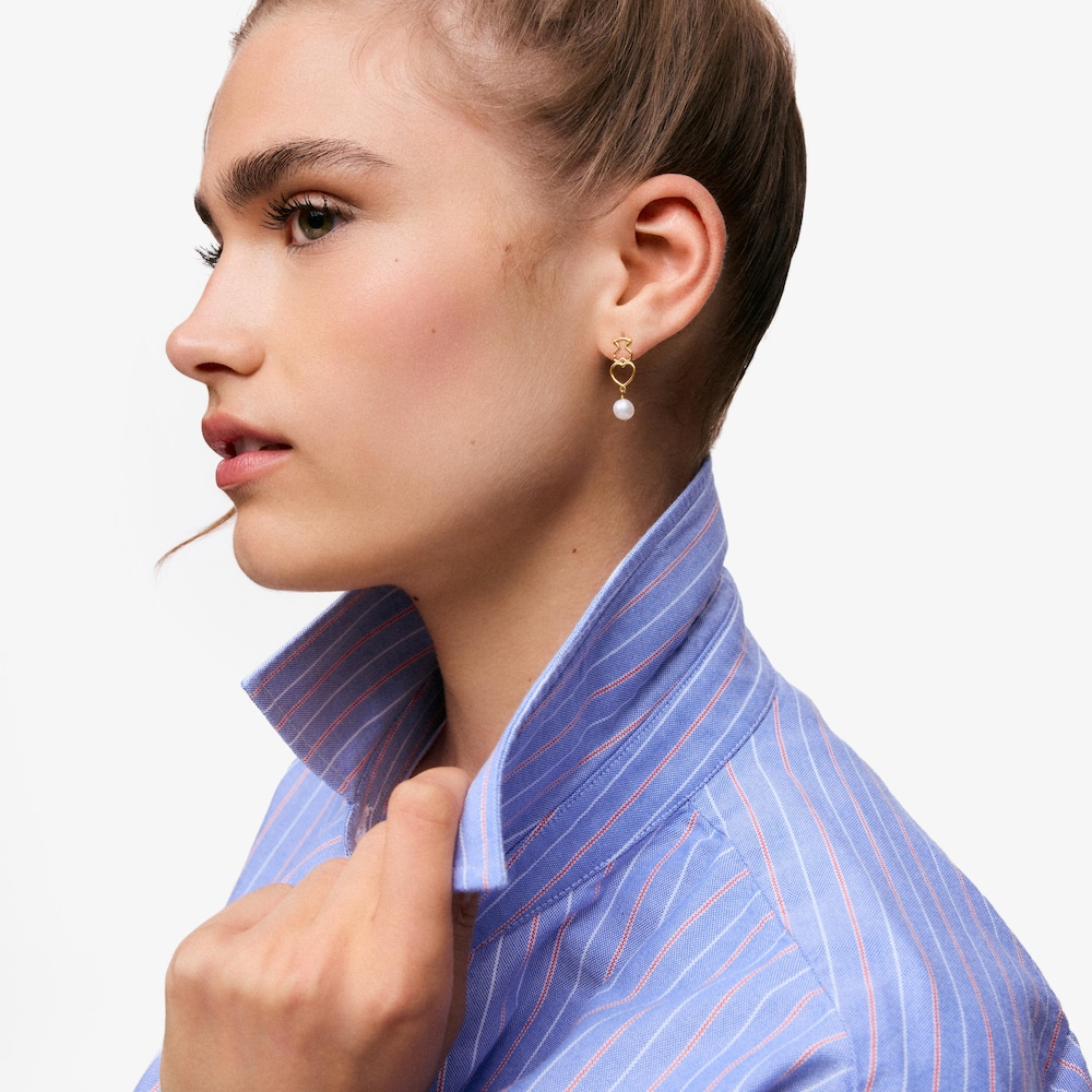 Boucles d&rsquo;oreilles en or 9&nbsp;ct et pierres pr&eacute;cieuses courtes TOUS Silueta
