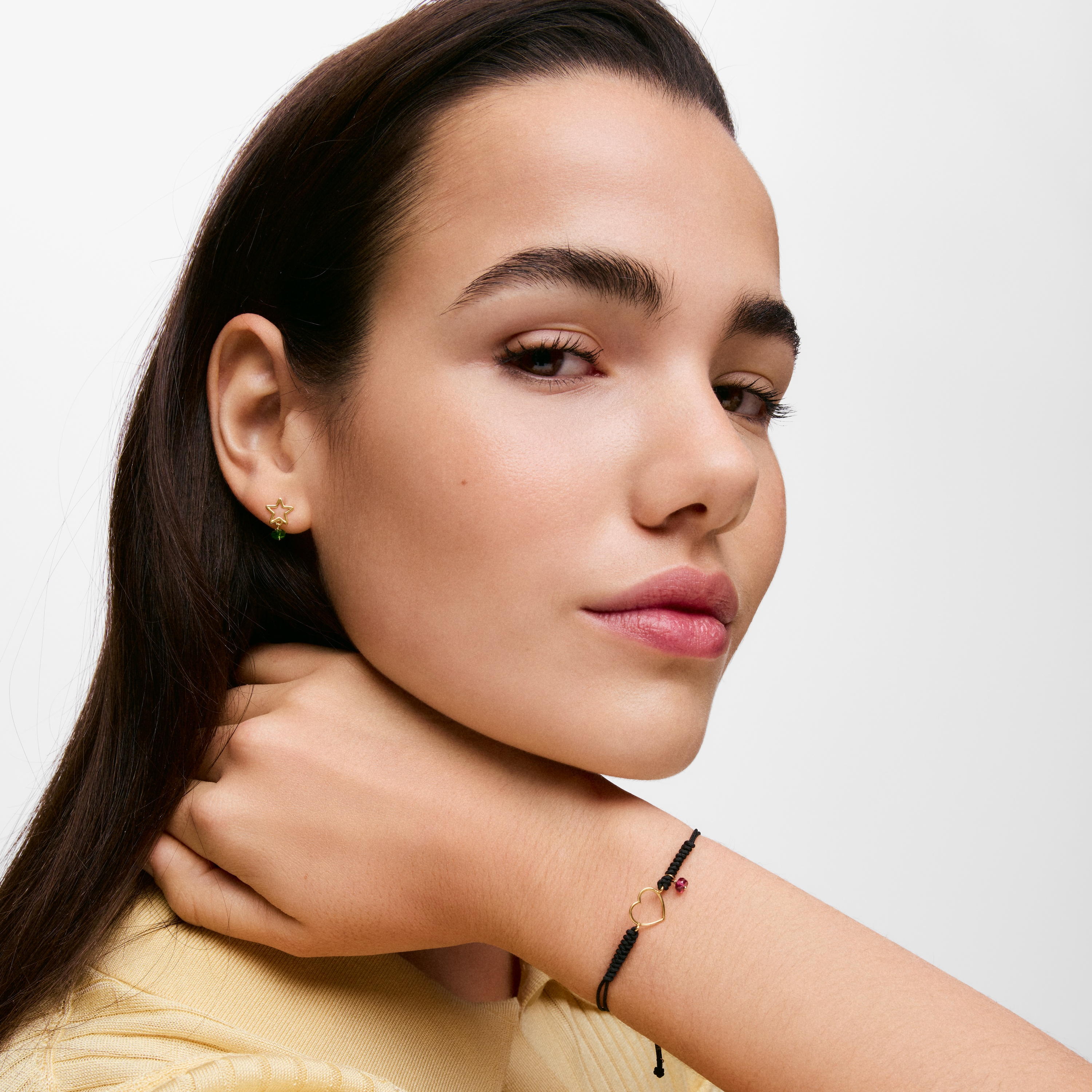9kt gold, rhodolite and nylon Heart bracelet TOUS Silueta