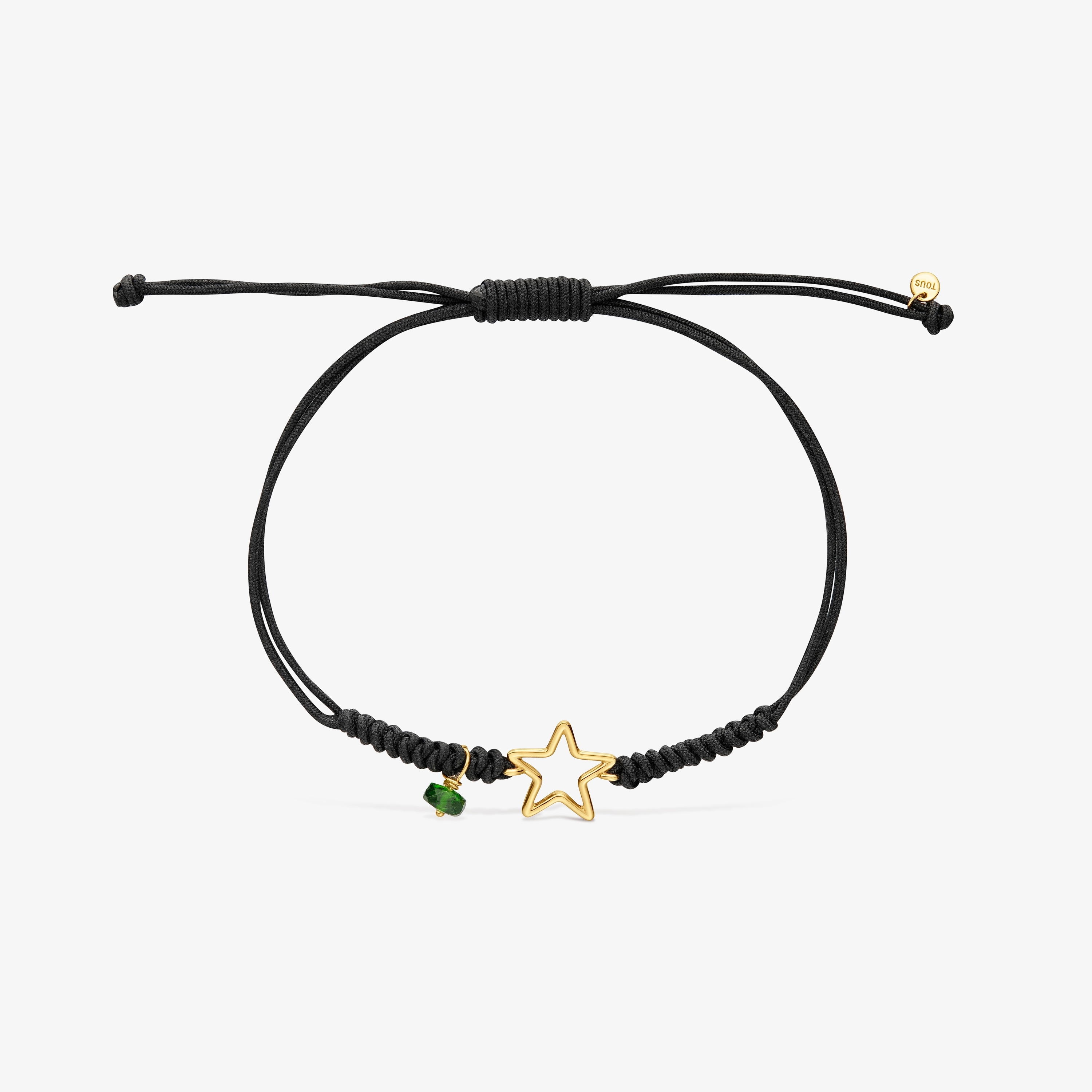 9kt gold, chrome diopside and nylon Star bracelet TOUS Silueta