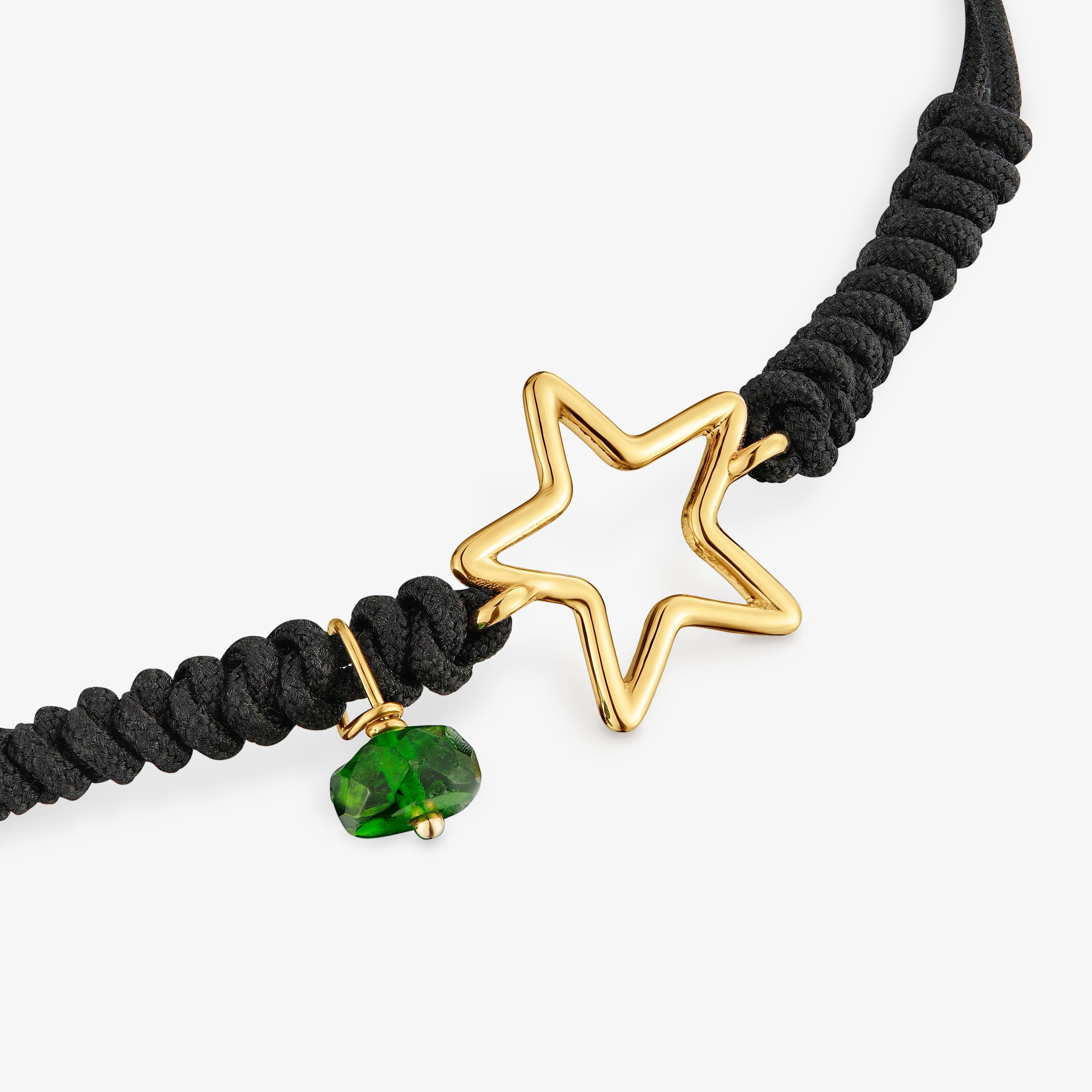 9kt gold, chrome diopside and nylon Star bracelet TOUS Silueta