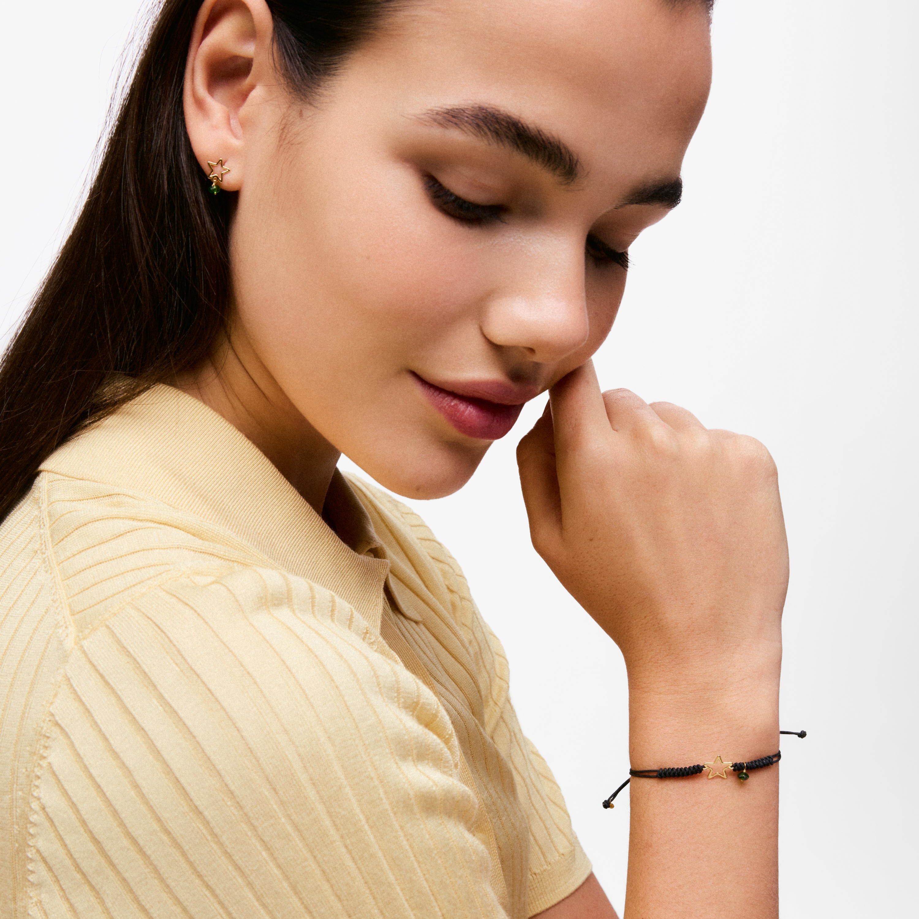 9kt gold, chrome diopside and nylon Star bracelet TOUS Silueta