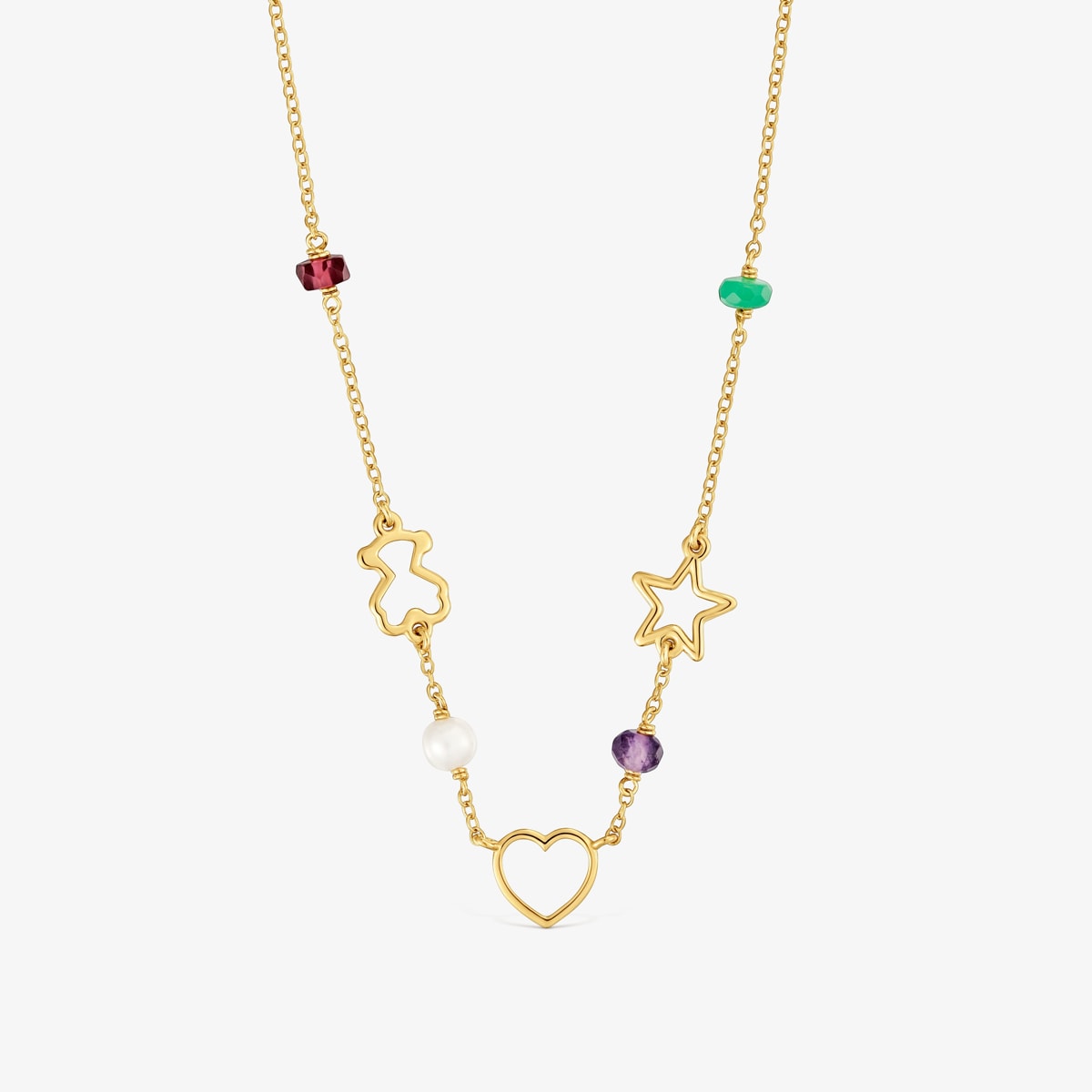 Collar Motivos De Oro 9 Kt Y Gemas Silueta