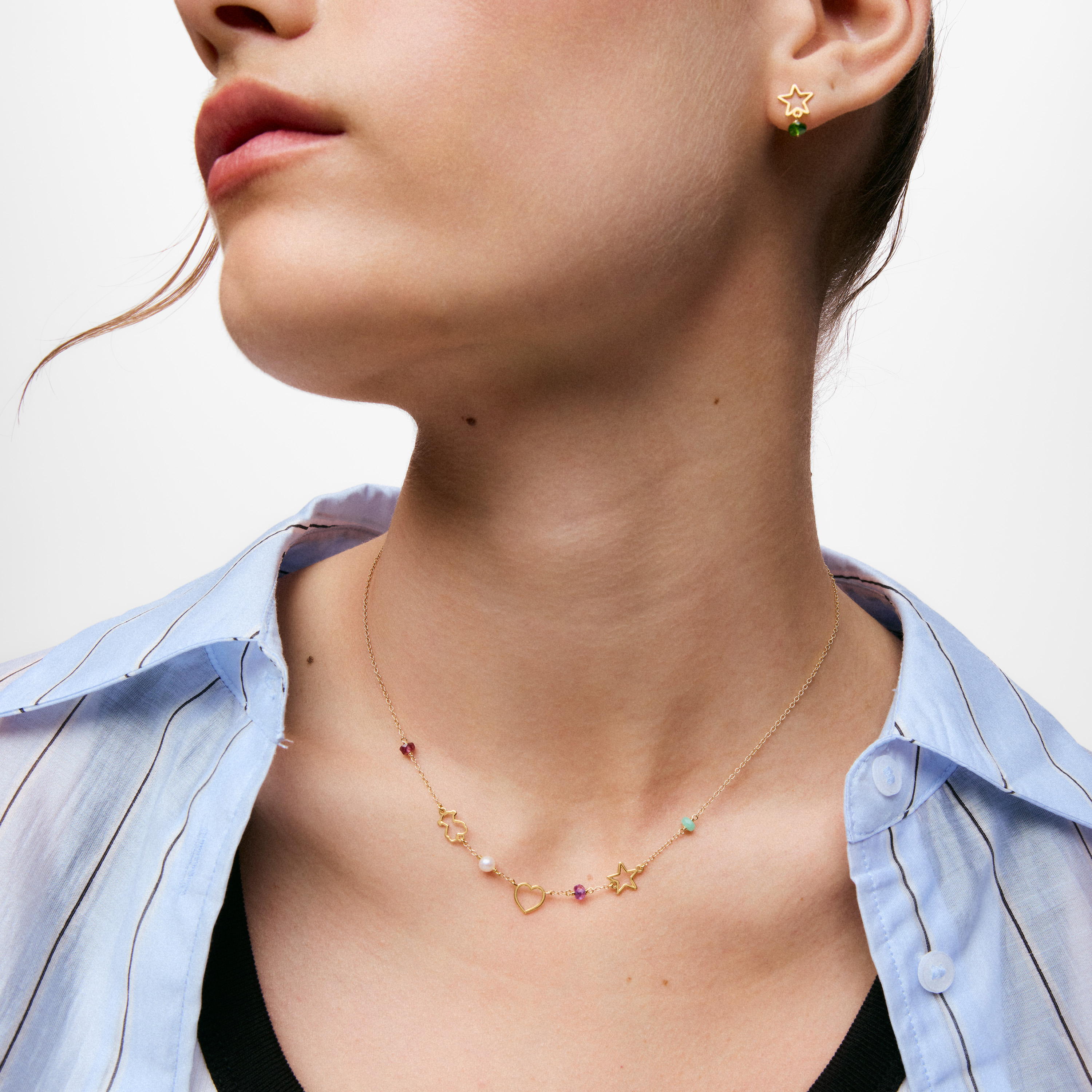 9kt gold Motif necklace with gemstones TOUS Silueta