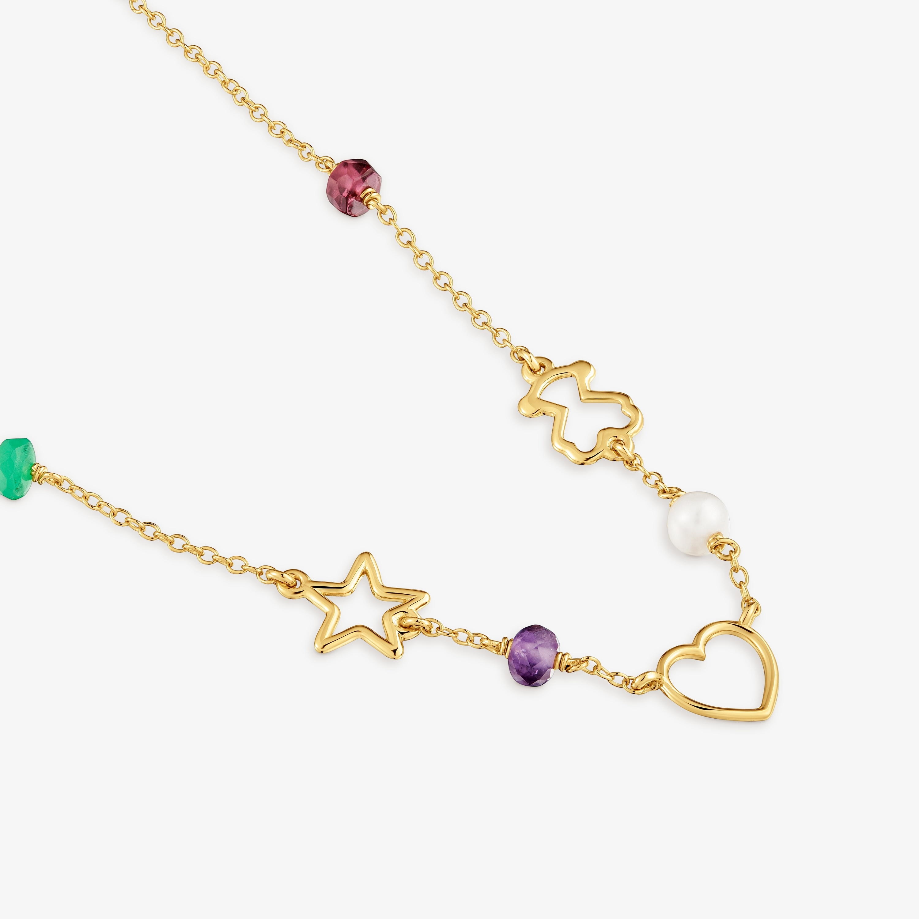 9kt gold Motif necklace with gemstones TOUS Silueta