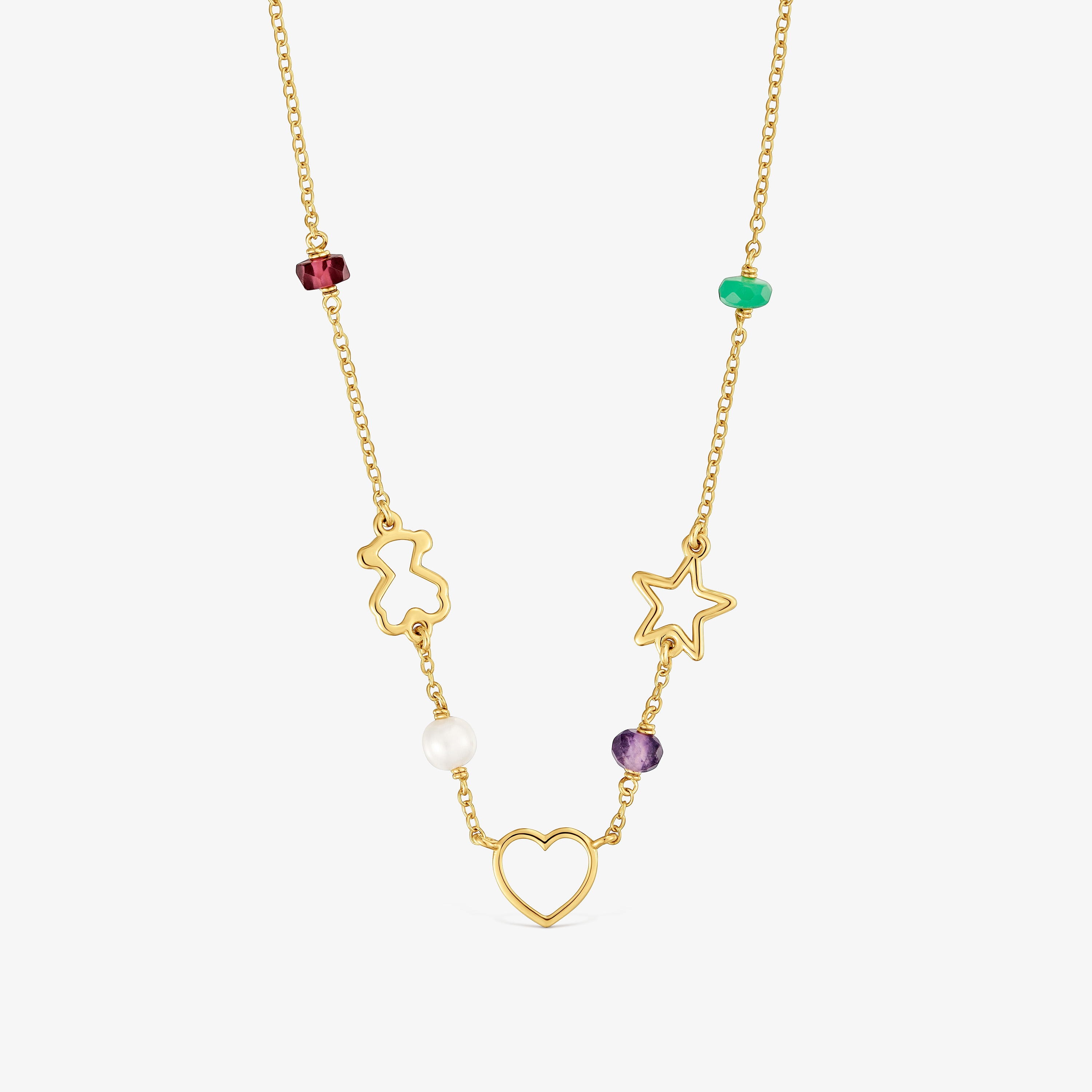 9kt gold Motif necklace with gemstones TOUS Silueta