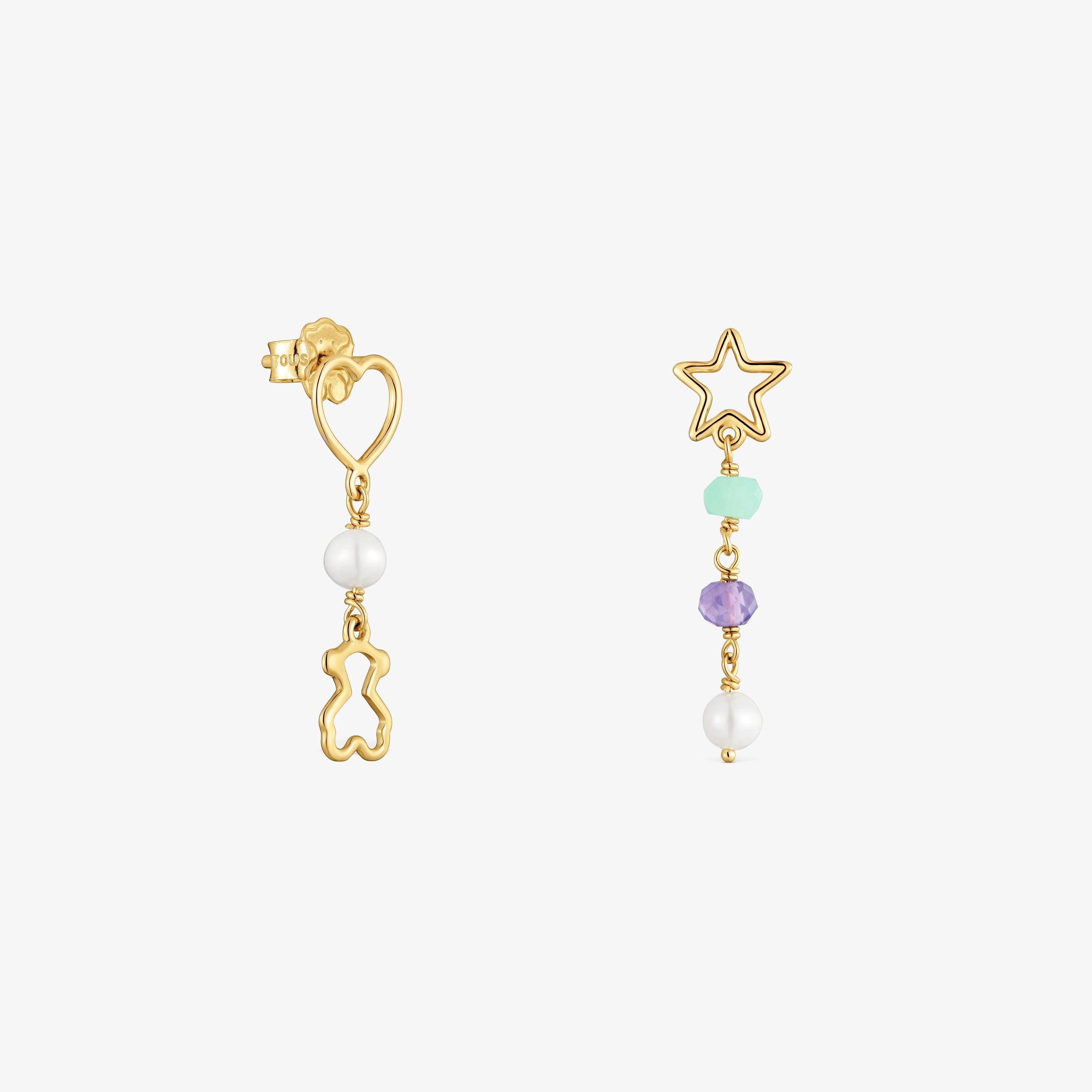 mm 9kt gold Long earrings with gemstones TOUS Silueta
