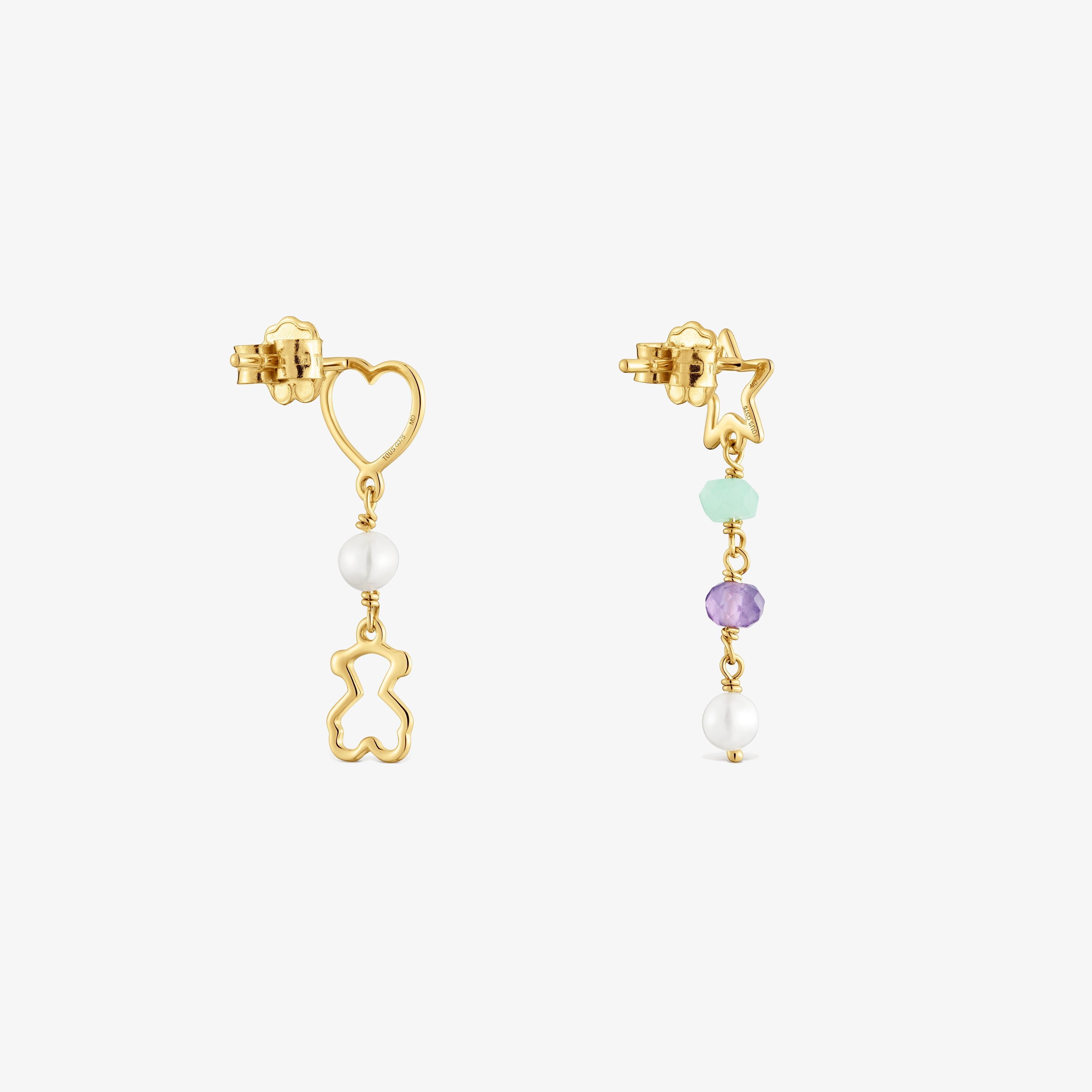 mm 9kt gold Long earrings with gemstones TOUS Silueta
