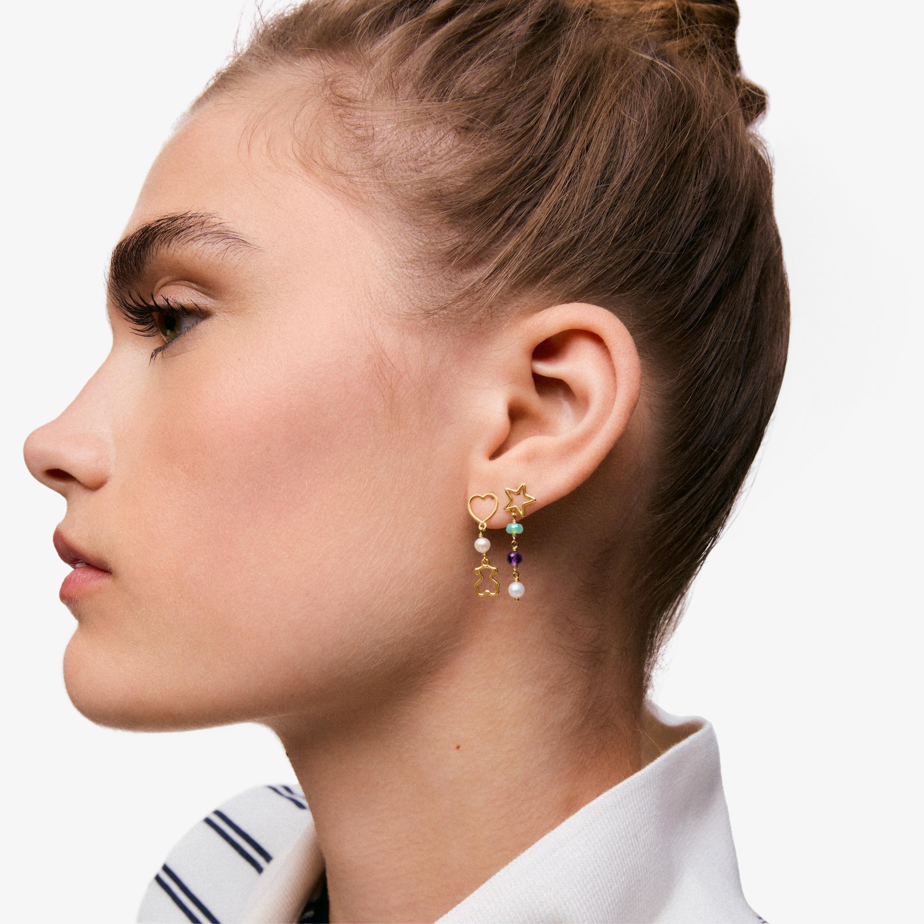 mm 9kt gold Long earrings with gemstones TOUS Silueta