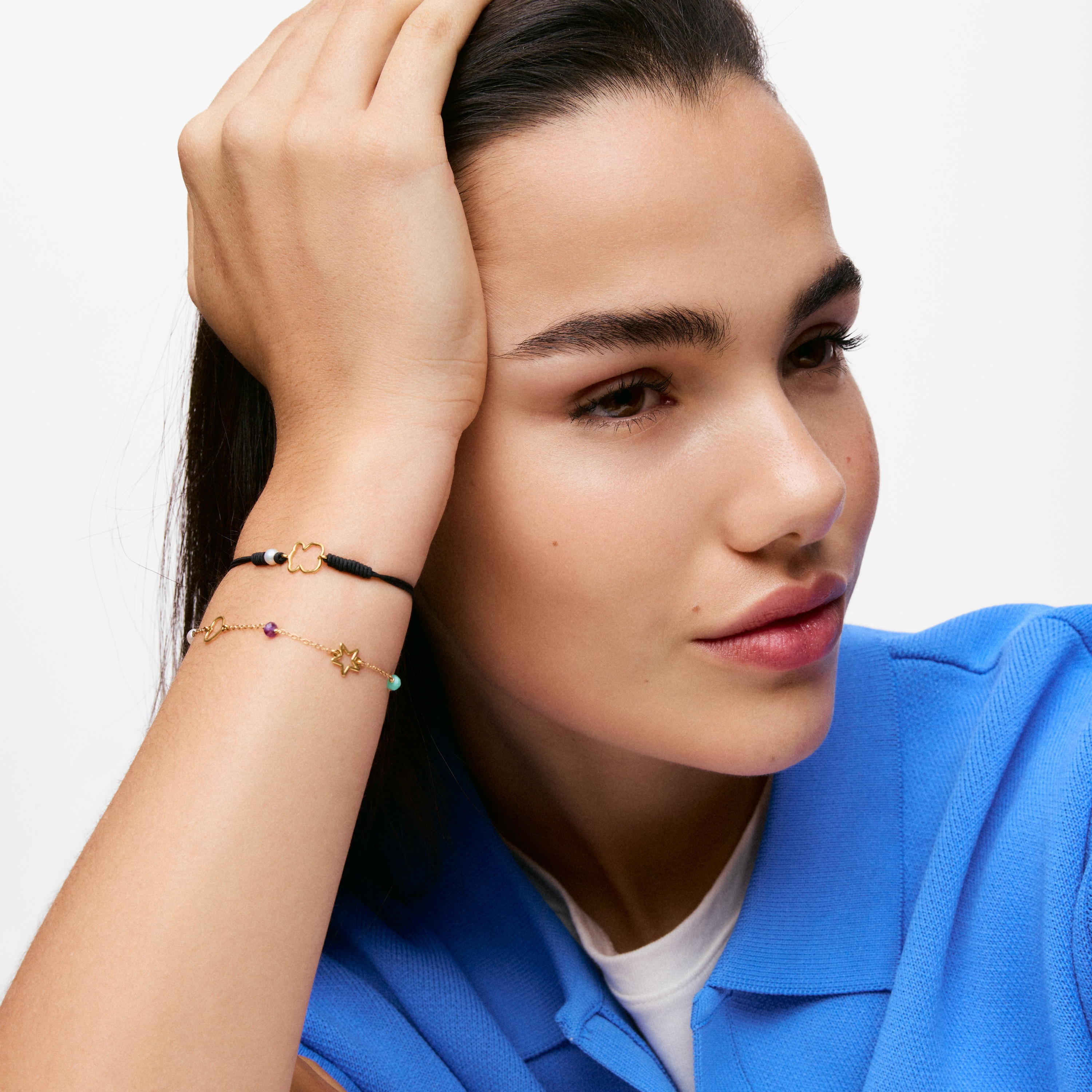9kt gold Chain bracelet with motifs and gemstones TOUS Silueta
