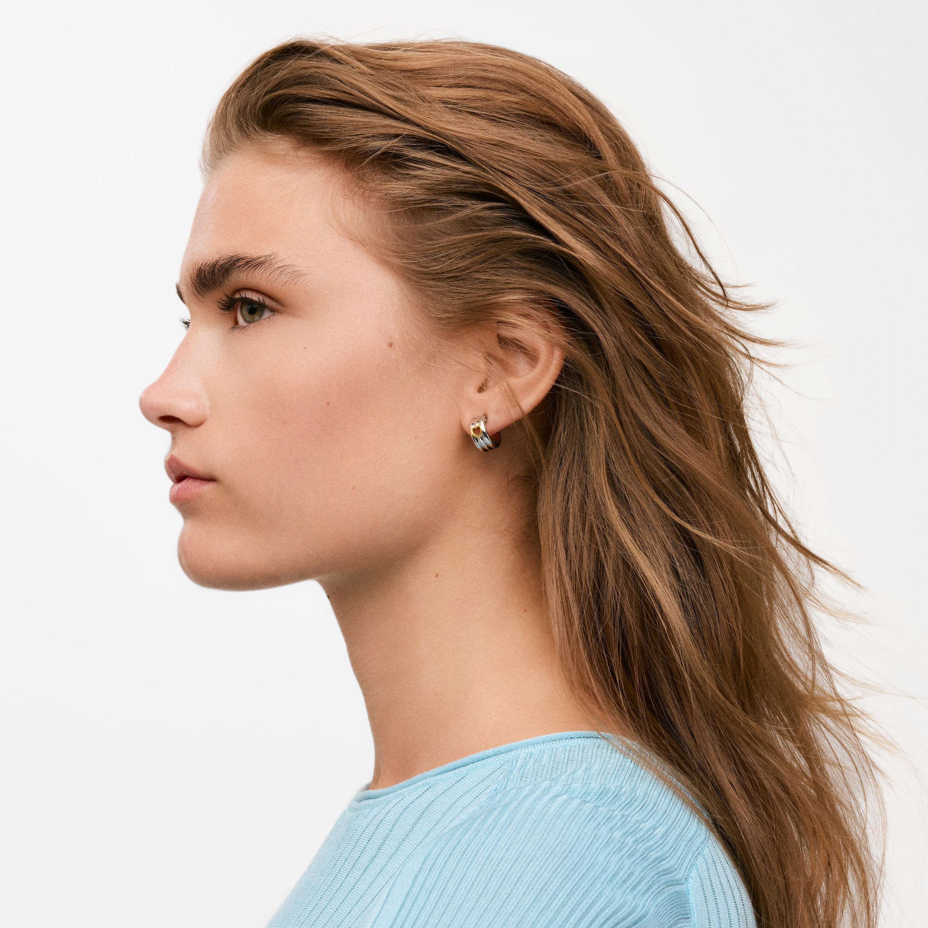 mm steel Hoop earrings with two-tone heart TOUS Galia